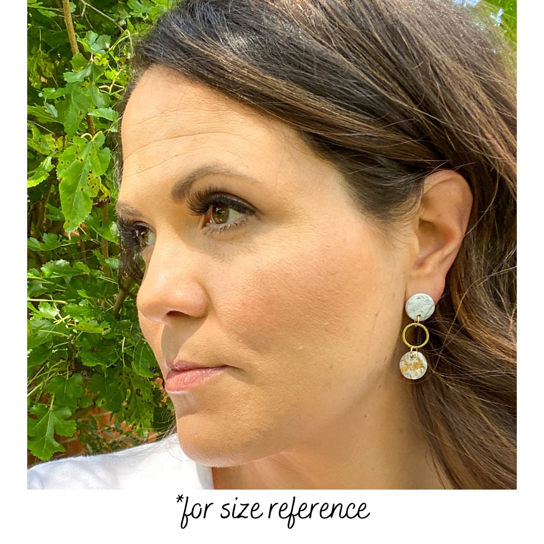 Black and Gold Clay Earring, Cute Polymer Clay Earring, Nickel-Free Earring - Light Shine Jewelry, Lightweight Earring, Matthew 5:16
