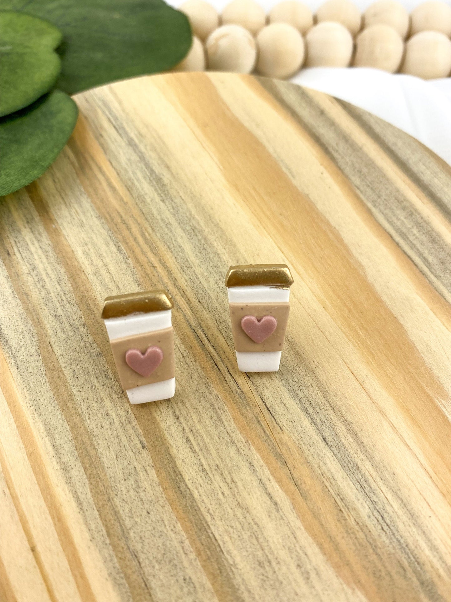 Cup of Love Stud | Coffee Valentine Clay Earring | Latte Heart Clay Stud | Light Shine Jewelry | Coffee Cup |