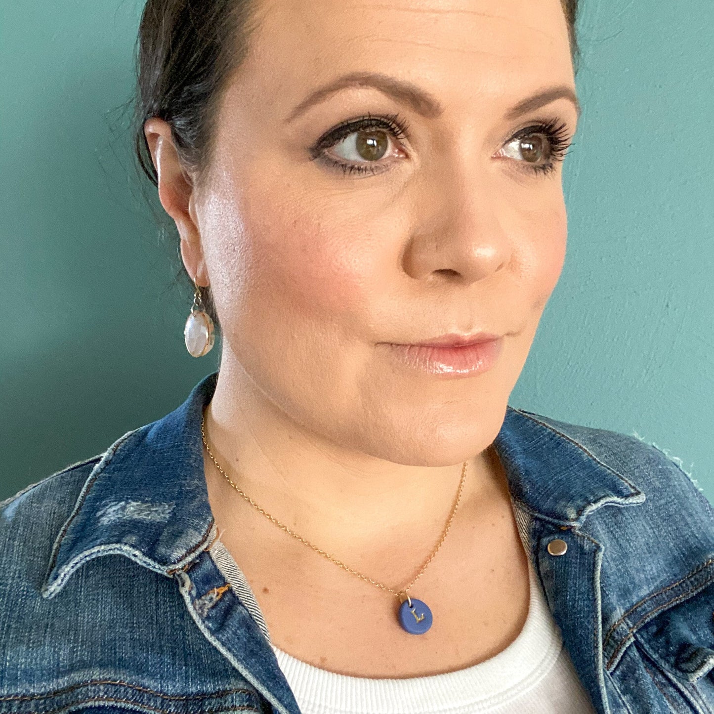 White and Translucent Clay Circle Statement Earring, Solid Brass Accent, Polymer Clay Drop Earring, Light Shine Jewelry | Lightweight Dangle