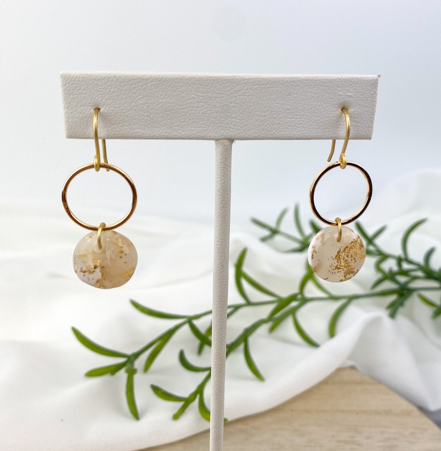 Translucent, White and Gold Clay Earring, Cute Polymer Clay Earring, Lightweight, Nickel-Free Earring - Light Shine Jewelry, Matthew 5:16