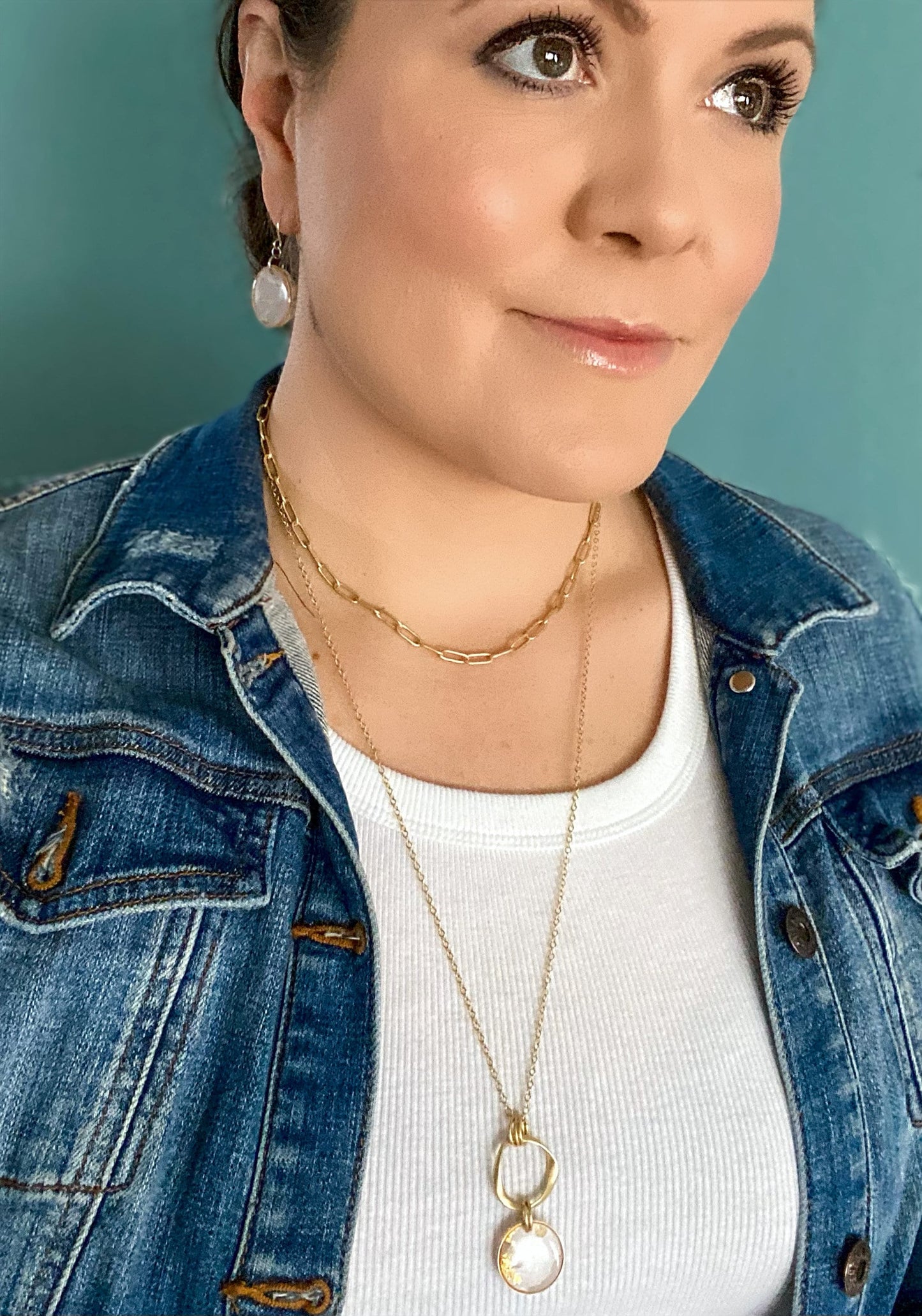 Polka Dot Clay Statement Necklace | Gold Neutral Clay Jewelry | Light Shine Jewelry | Everyday Classic Necklace | Clay & Resin |Clay Pendant