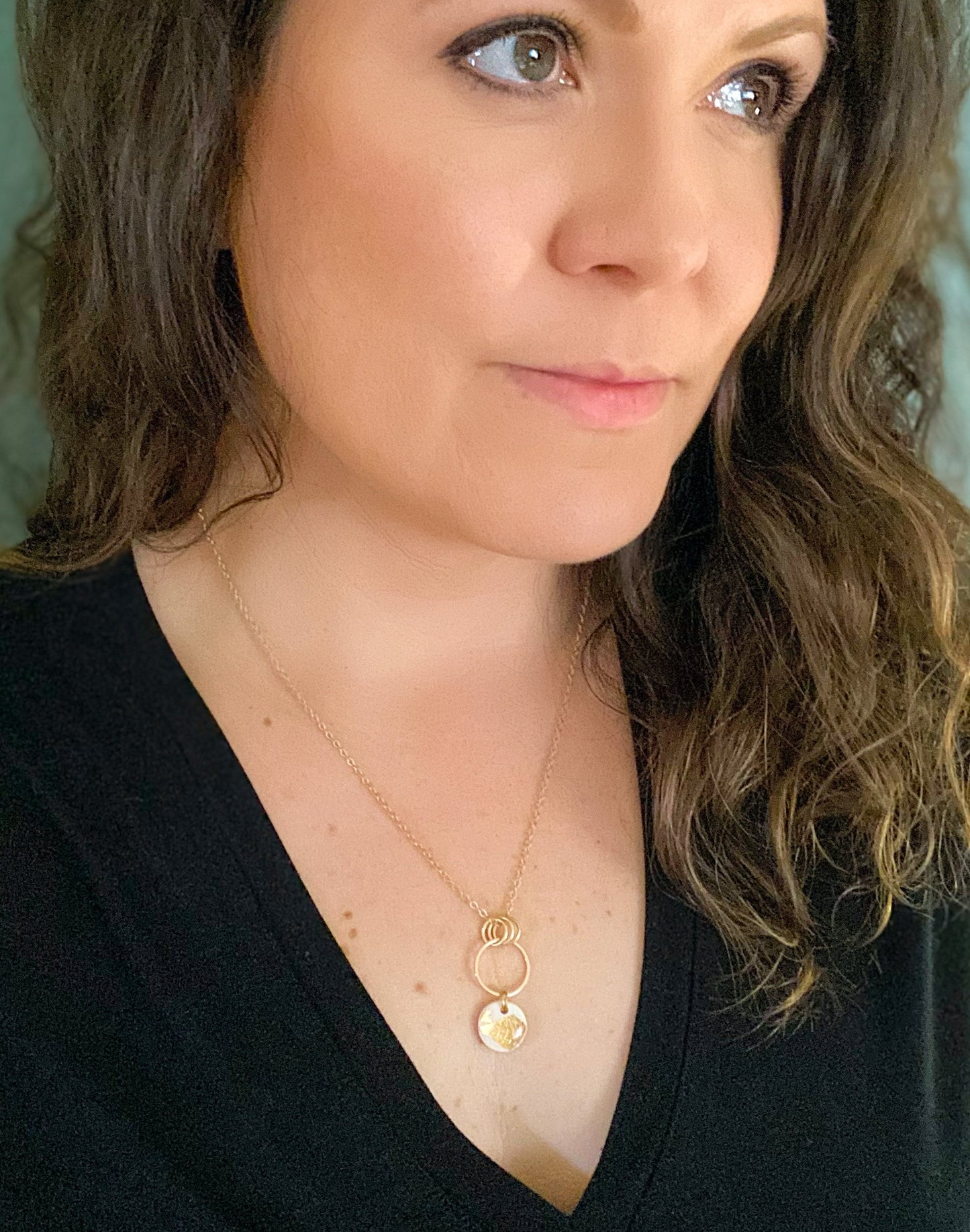 White and Gold Clay Dainty Necklace | Neutral Clay Jewelry | Light Shine Jewelry | Everyday Classic Necklace | Clay & Resin |Clay Pendant
