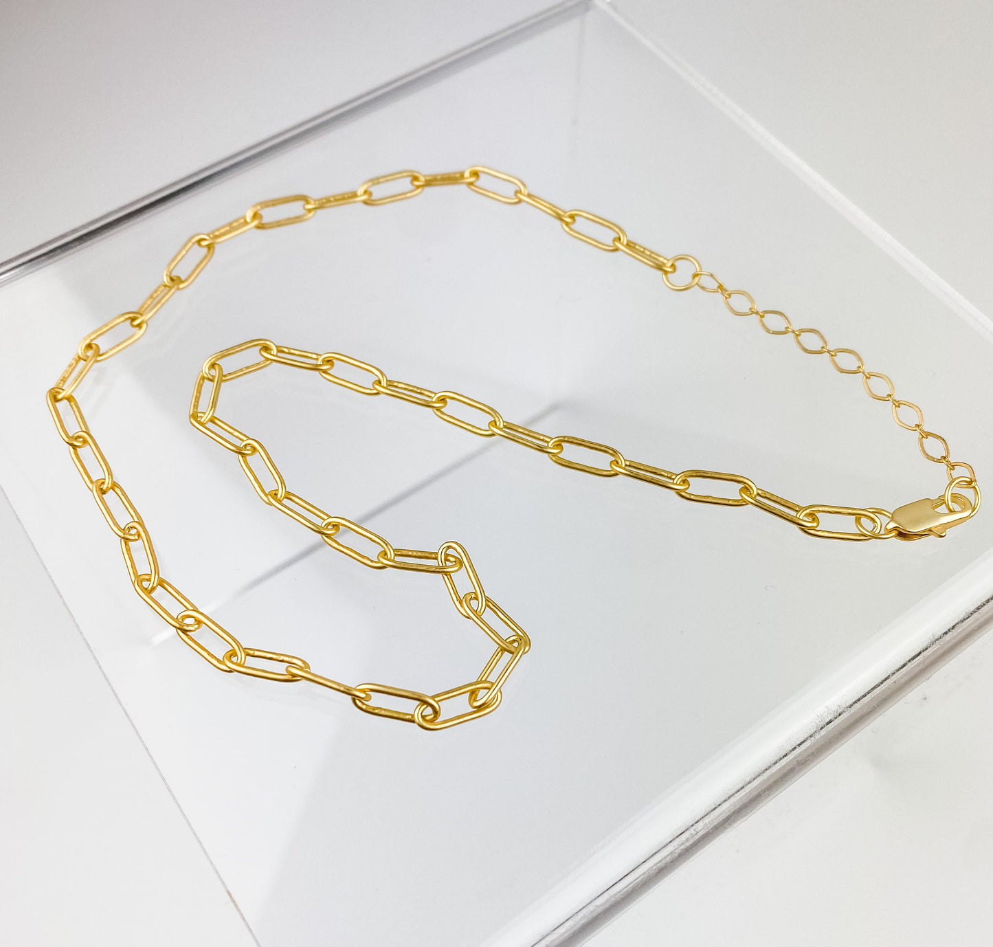 Gold Layering Necklace | Paperclip Chain | Cute Dainty Chain Necklaces | Nickel-Free Gold-Plated Brass Chain | Trendy Necklace | Light Shine