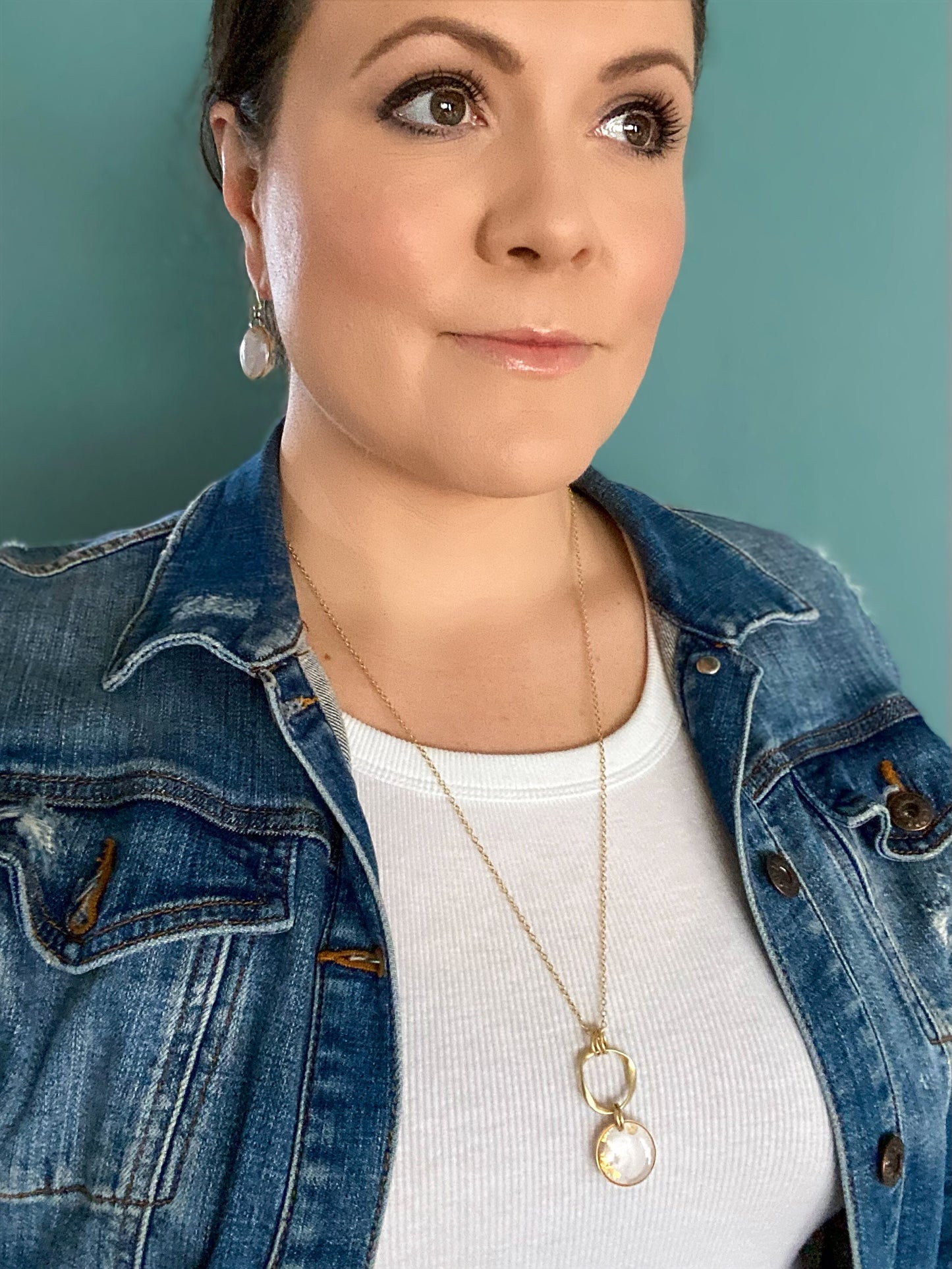 White and Gold Clay Statement Necklace | Neutral Clay Jewelry | Light Shine Jewelry | Everyday Classic Necklace | Clay & Resin |Clay Pendant