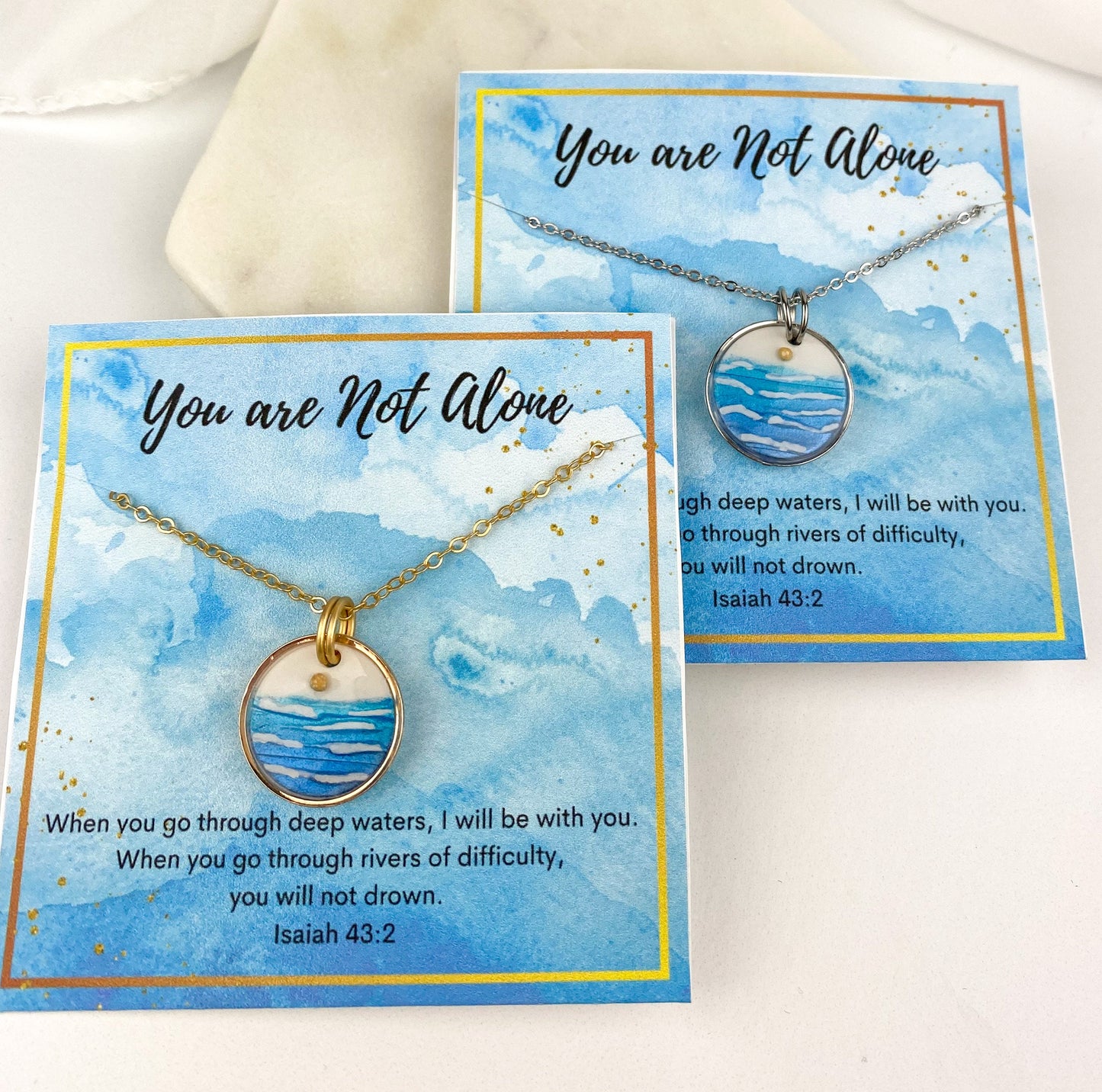 Faith Necklace | Mustard Seed Ocean Wave Necklace | Isaiah 43:2 | Christian Necklace | Uplifting gift | Scripture Jewelry | Light Shine Clay