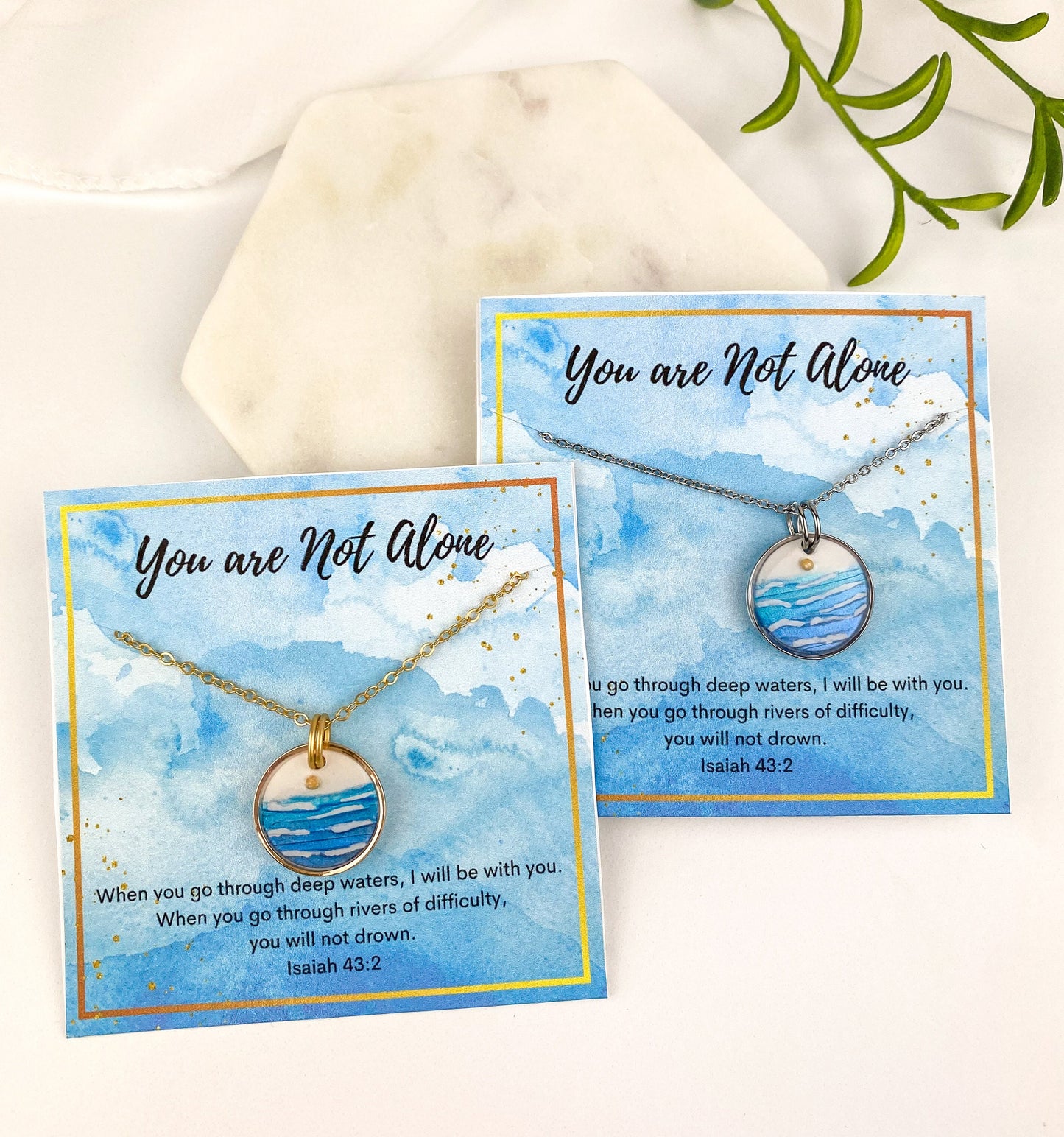 Faith Necklace | Mustard Seed Ocean Wave Necklace | Isaiah 43:2 | Christian Necklace | Uplifting gift | Scripture Jewelry | Light Shine Clay