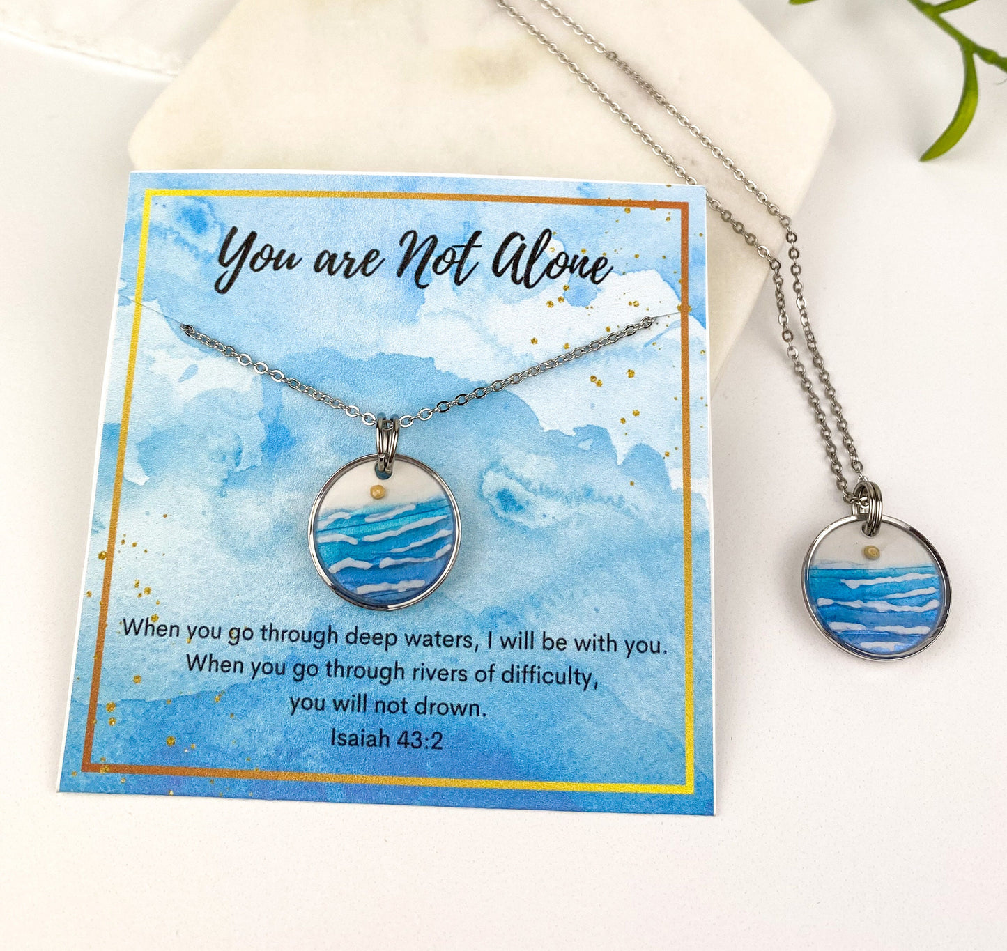 Faith Necklace | Mustard Seed Ocean Wave Necklace | Isaiah 43:2 | Christian Necklace | Uplifting gift | Scripture Jewelry | Light Shine Clay