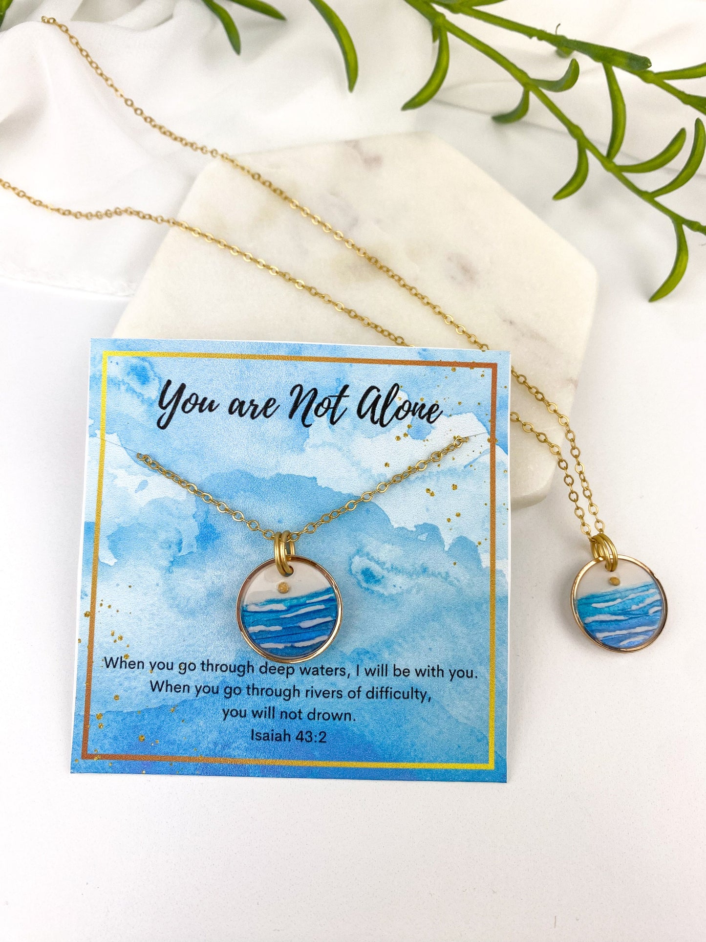Faith Necklace | Mustard Seed Ocean Wave Necklace | Isaiah 43:2 | Christian Necklace | Uplifting gift | Scripture Jewelry | Light Shine Clay