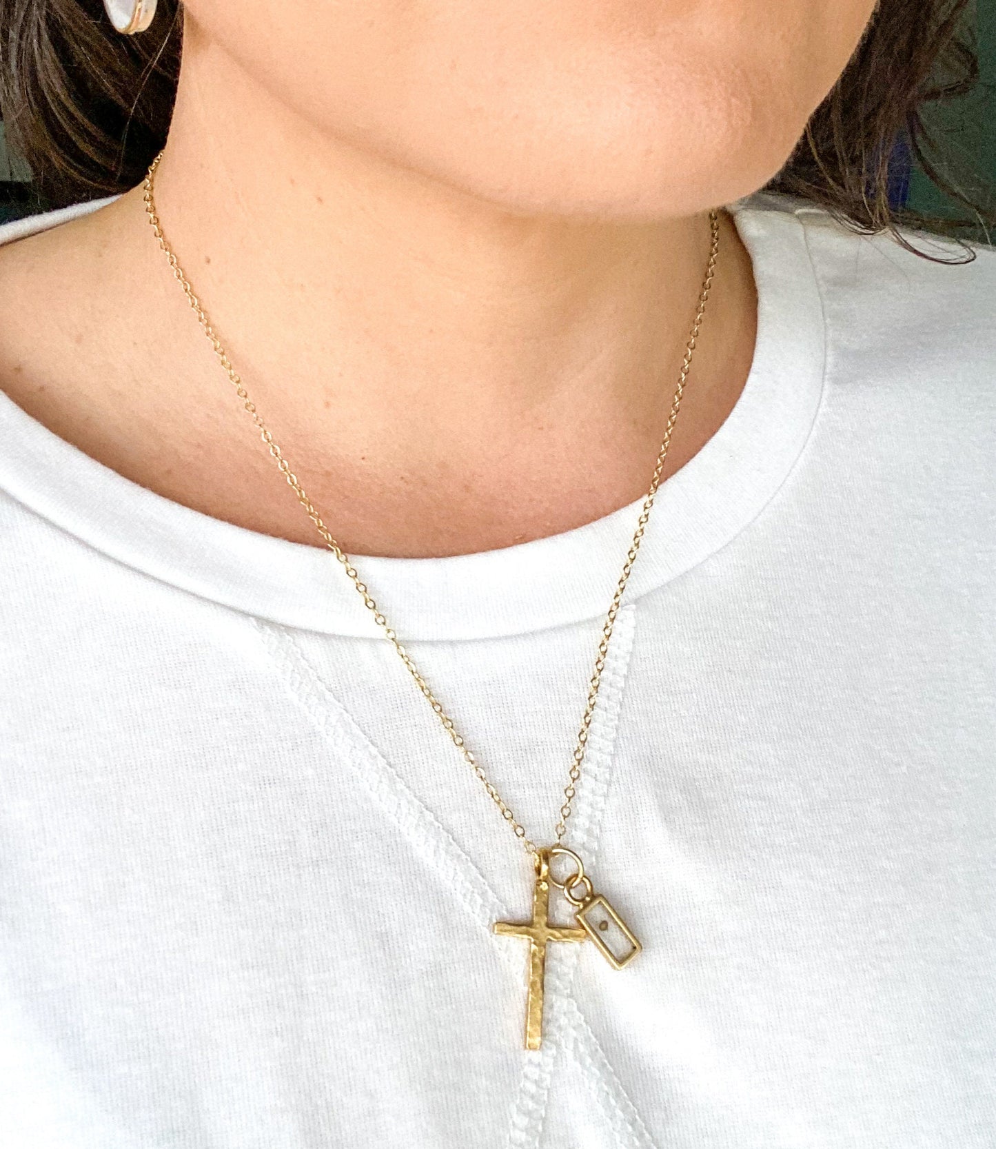 Gold Silver Cross Mustard Seed Necklace | Faith Christian Necklace | Baptism First Communion Gift | Inspirational Gift | Crucifix Necklace