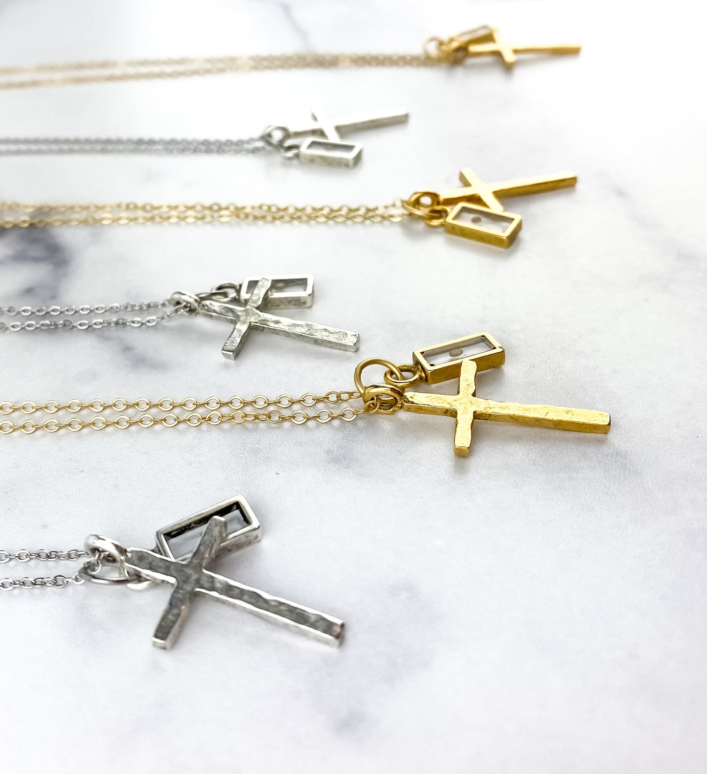 Gold Silver Cross Mustard Seed Necklace | Faith Christian Necklace | Baptism First Communion Gift | Inspirational Gift | Crucifix Necklace