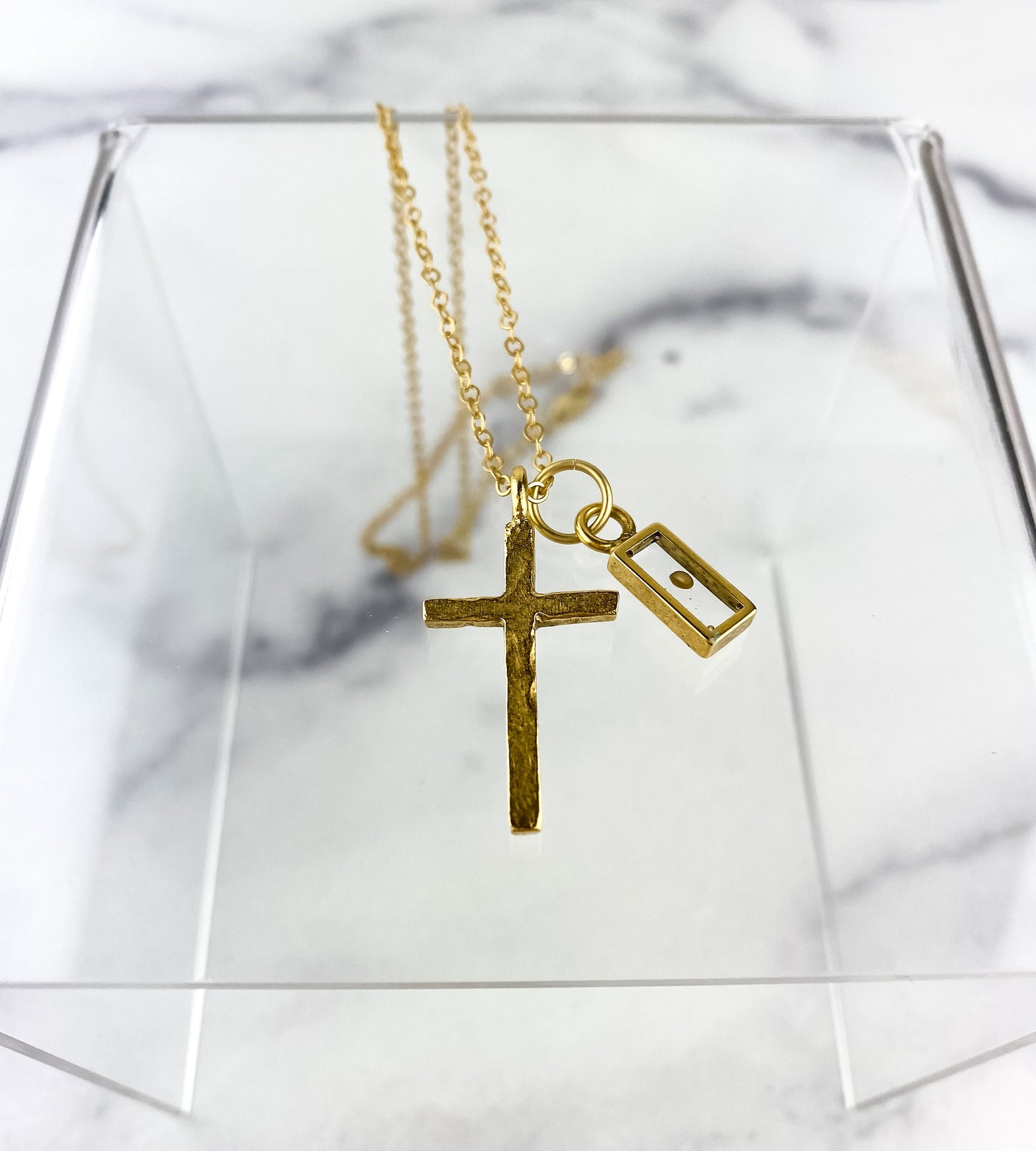 Gold Silver Cross Mustard Seed Necklace | Faith Christian Necklace | Baptism First Communion Gift | Inspirational Gift | Crucifix Necklace