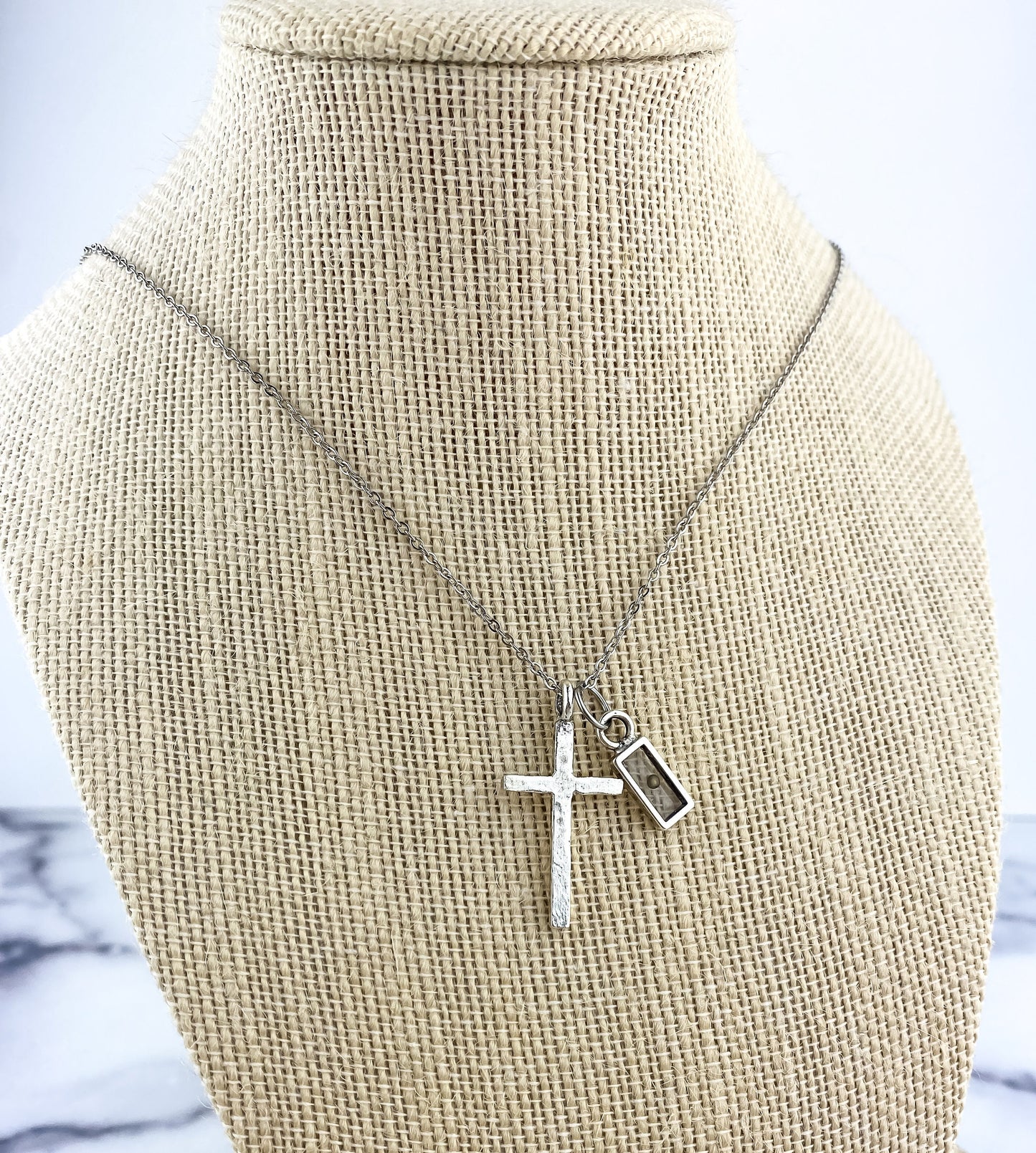 Gold Silver Cross Mustard Seed Necklace | Faith Christian Necklace | Baptism First Communion Gift | Inspirational Gift | Crucifix Necklace