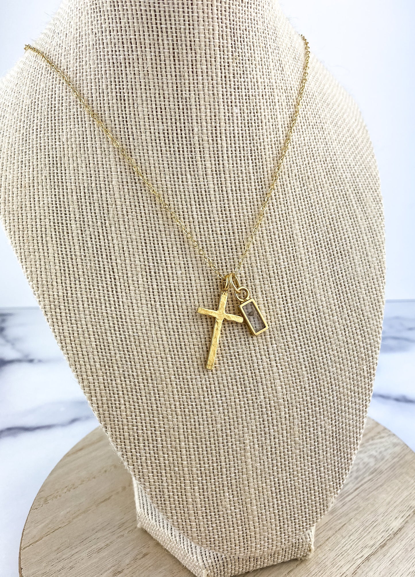 Gold Silver Cross Mustard Seed Necklace | Faith Christian Necklace | Baptism First Communion Gift | Inspirational Gift | Crucifix Necklace