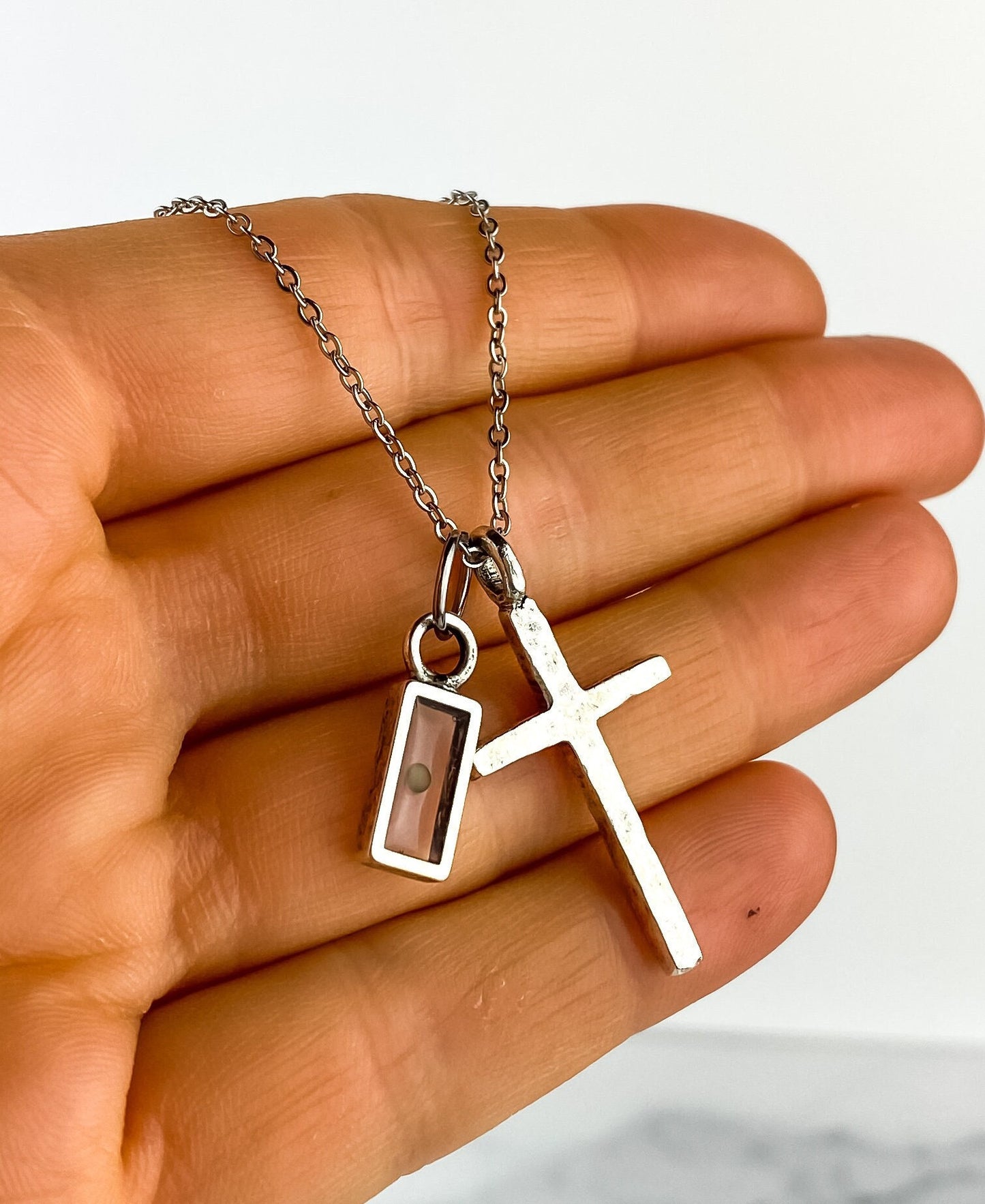 Gold Silver Cross Mustard Seed Necklace | Faith Christian Necklace | Baptism First Communion Gift | Inspirational Gift | Crucifix Necklace