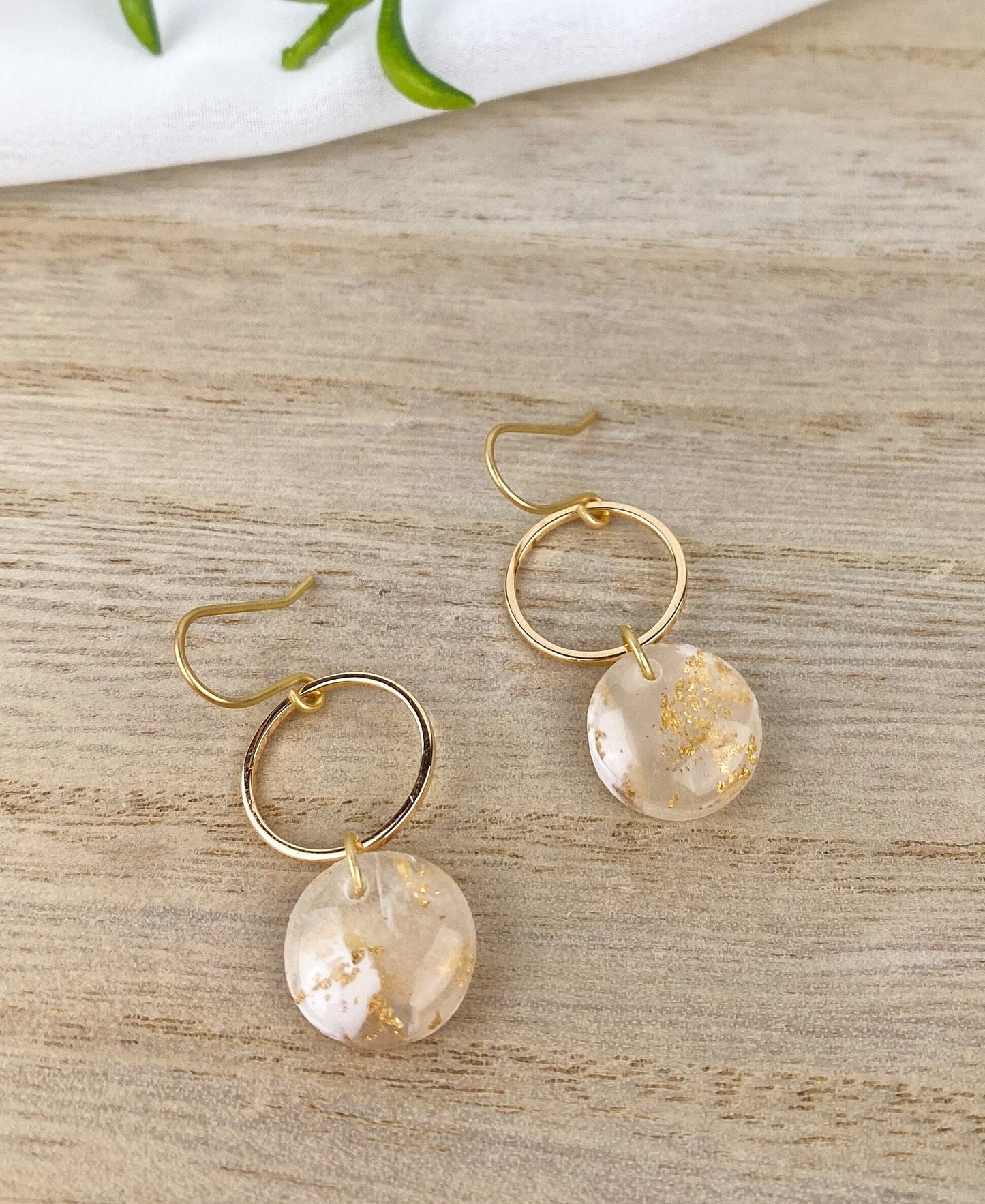 Translucent, White and Gold Clay Earring, Cute Polymer Clay Earring, Lightweight, Nickel-Free Earring - Light Shine Jewelry, Matthew 5:16