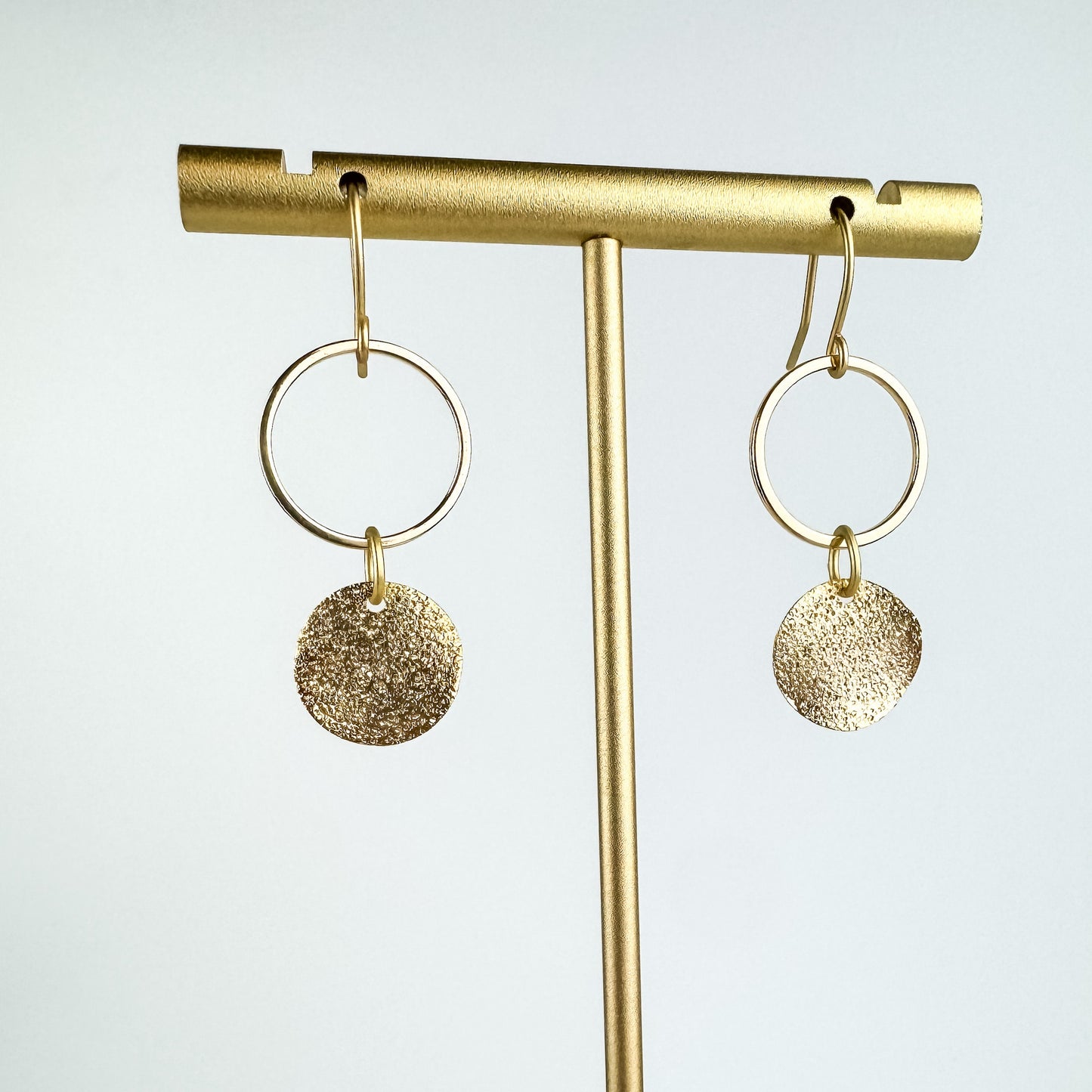 Classic Everyday Earring, Nickel-Free Gold Plated Brass | Lightweight Gold Drop Earring | Textured Gold Earring