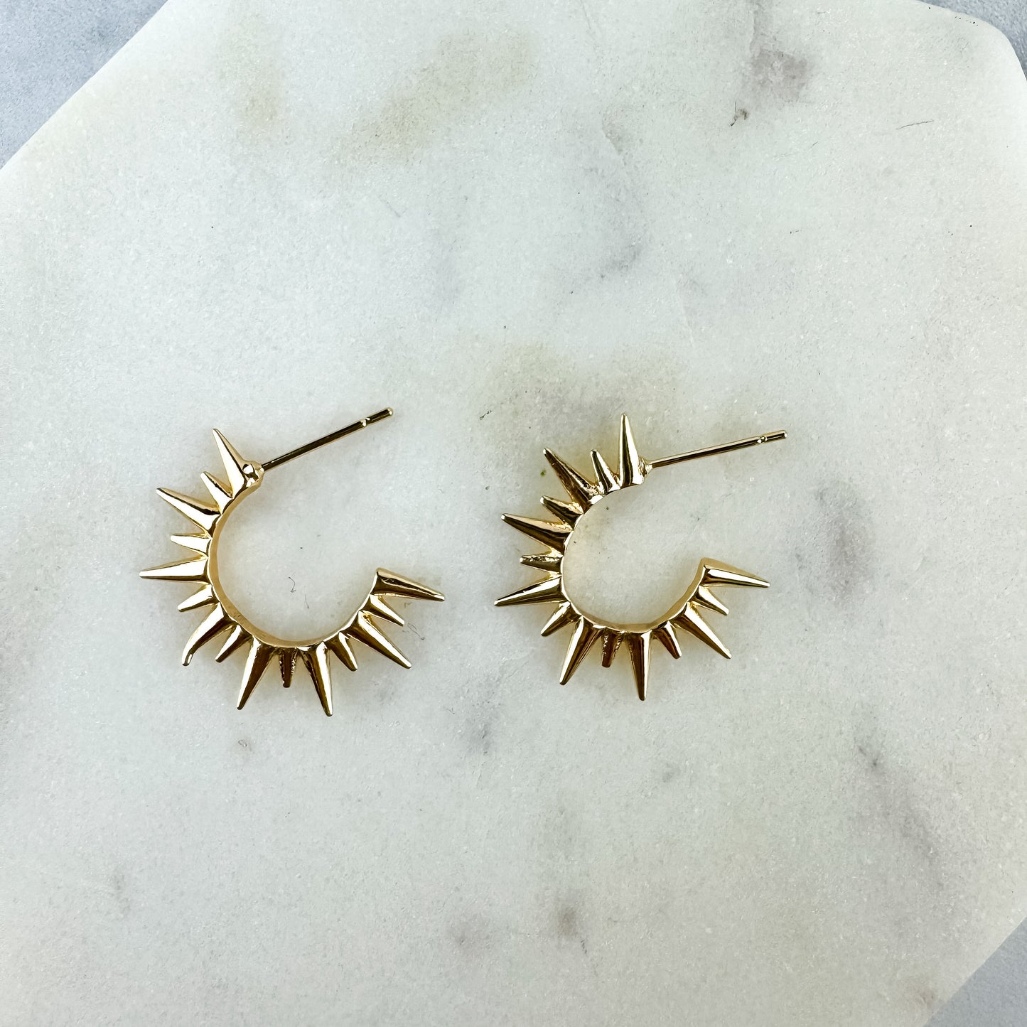 Fun Gold Starburst Stud Earring, Nickel-Free Gold Plated Brass | Lightweight Gold Sun Post Earring