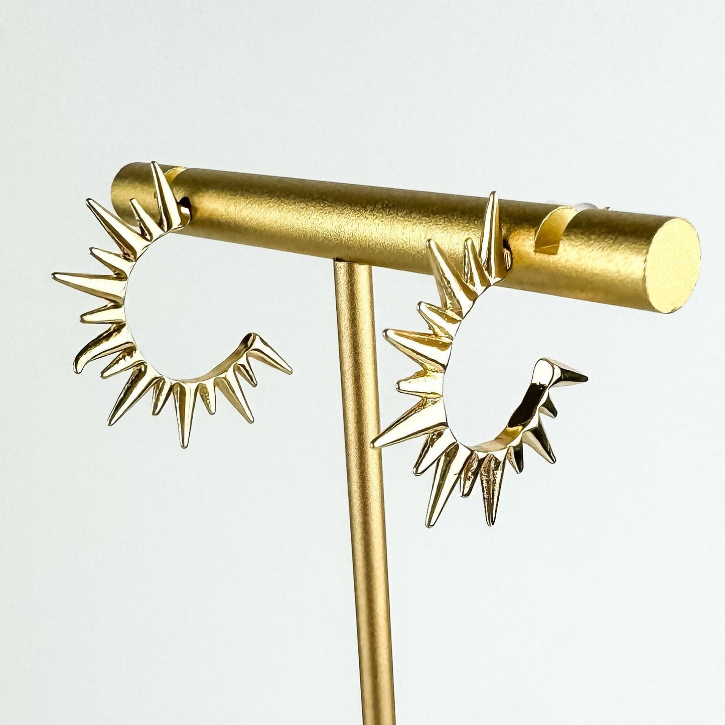 Fun Gold Starburst Stud Earring, Nickel-Free Gold Plated Brass | Lightweight Gold Sun Post Earring