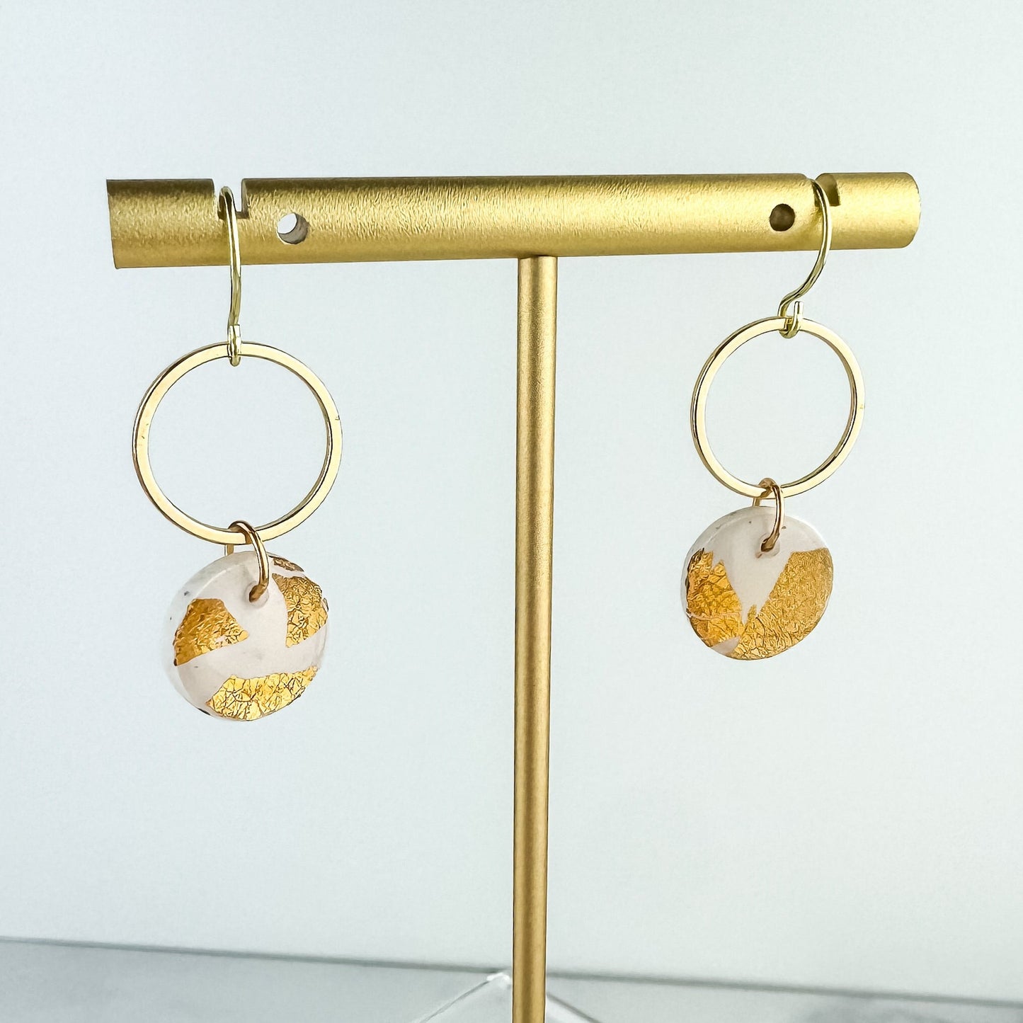 White and Gold Clay Earring, Cute Polymer Clay Earring, Lightweight, Nickel-Free Earring - Light Shine Jewelry, Matthew 5:16