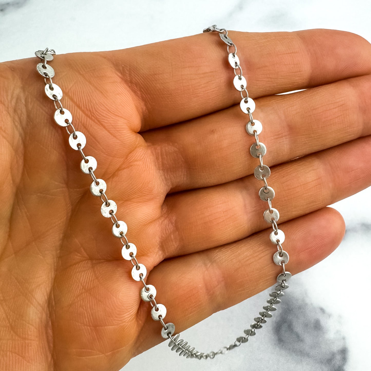 Silver Layering Necklace | Paperclip Chain | Dainty Chain | Nickel-Free Silver-Plated Brass Chain | Trendy Necklace | Antique Silver