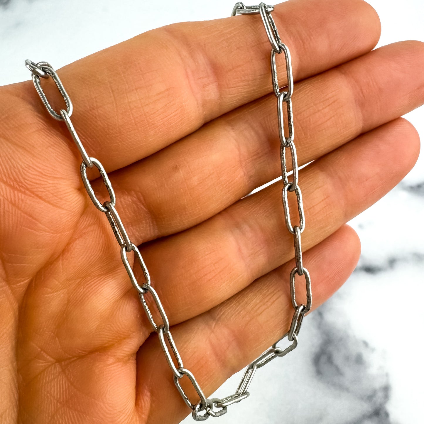 Silver Layering Necklace | Paperclip Chain | Dainty Chain | Nickel-Free Silver-Plated Brass Chain | Trendy Necklace | Antique Silver