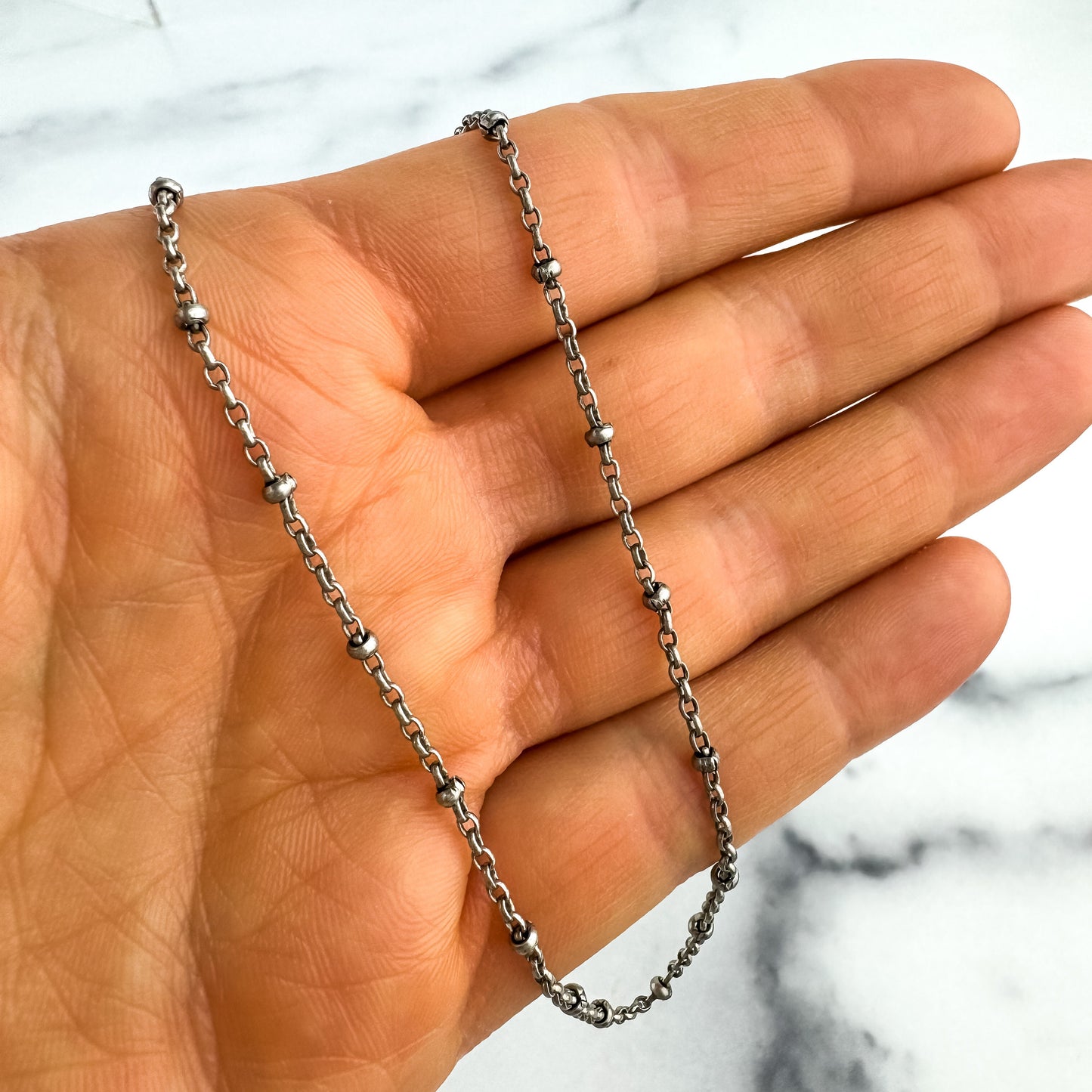 Silver Layering Necklace | Paperclip Chain | Dainty Chain | Nickel-Free Silver-Plated Brass Chain | Trendy Necklace | Antique Silver