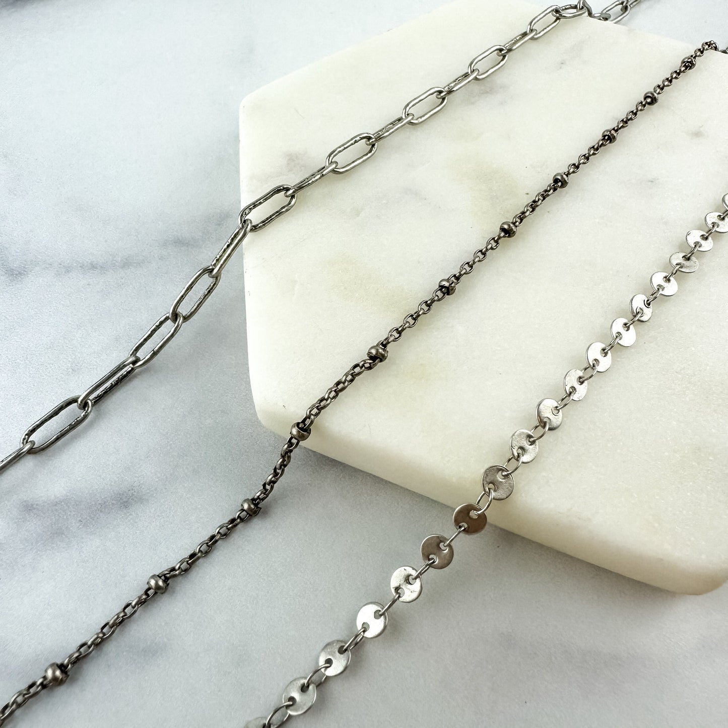 Silver Layering Necklace | Paperclip Chain | Dainty Chain | Nickel-Free Silver-Plated Brass Chain | Trendy Necklace | Antique Silver