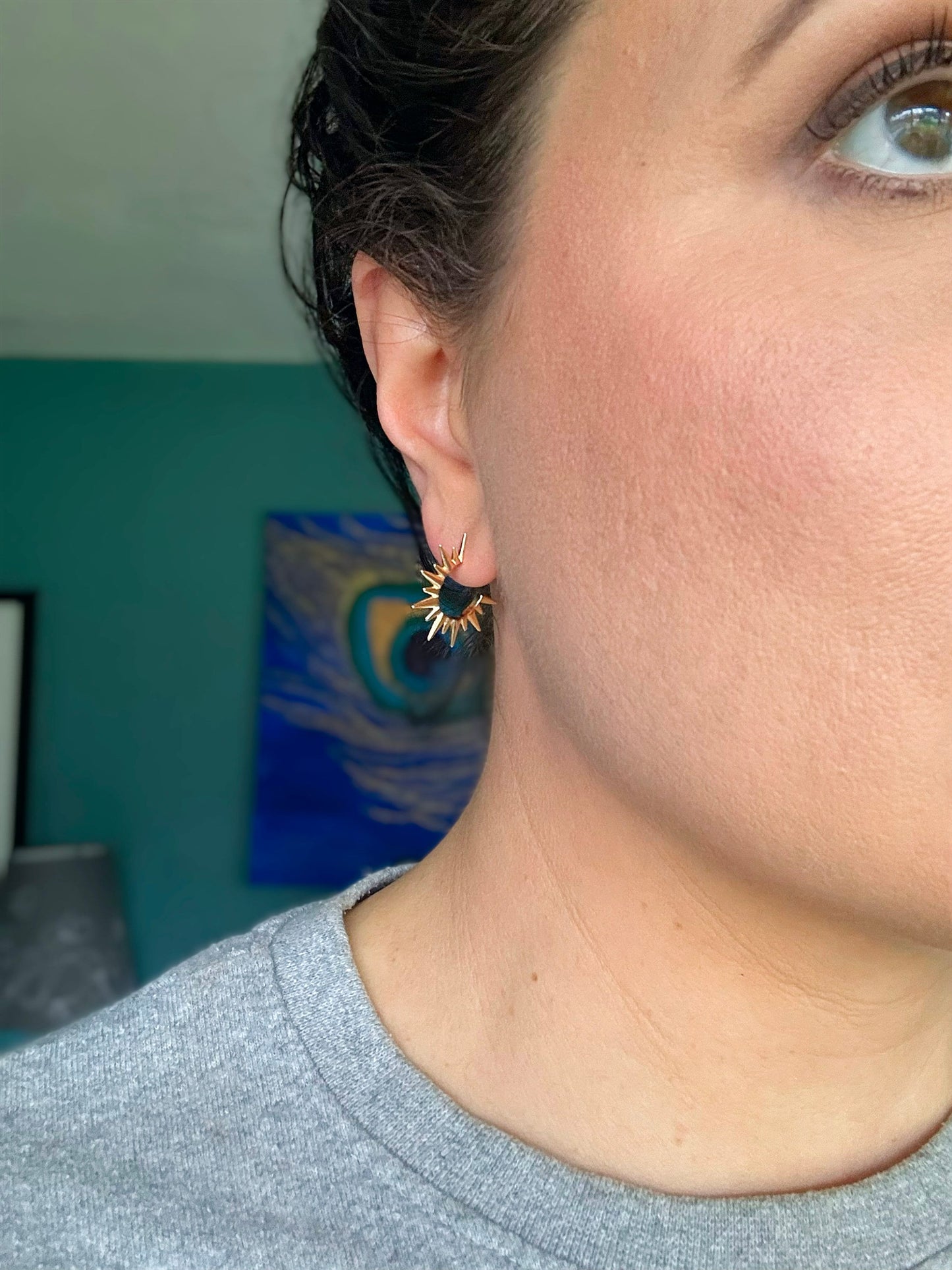 Fun Gold Starburst Stud Earring, Nickel-Free Gold Plated Brass | Lightweight Gold Sun Post Earring