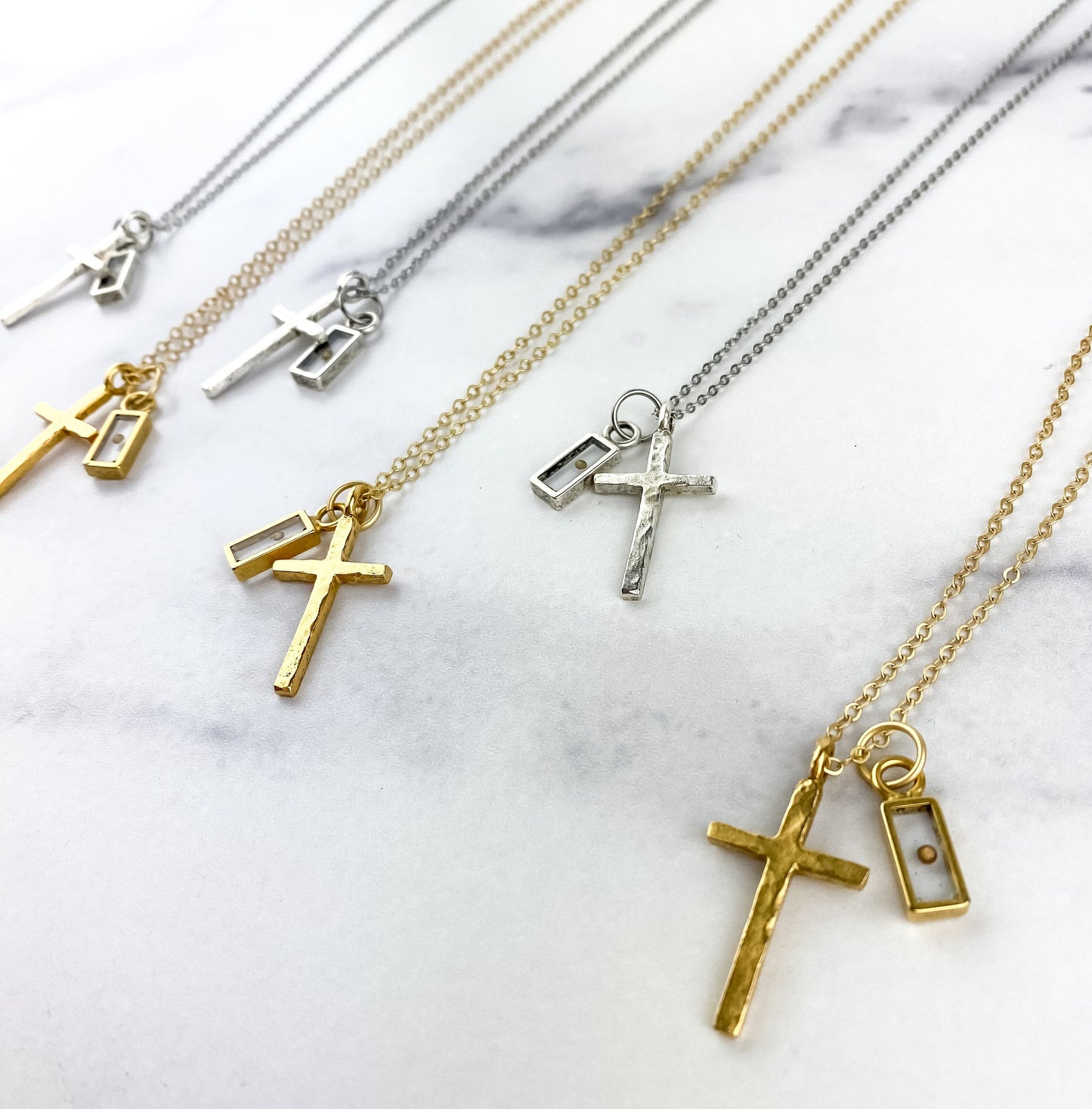 Gold Silver Cross Mustard Seed Necklace | Faith Christian Necklace | Baptism First Communion Gift | Inspirational Gift | Crucifix Necklace
