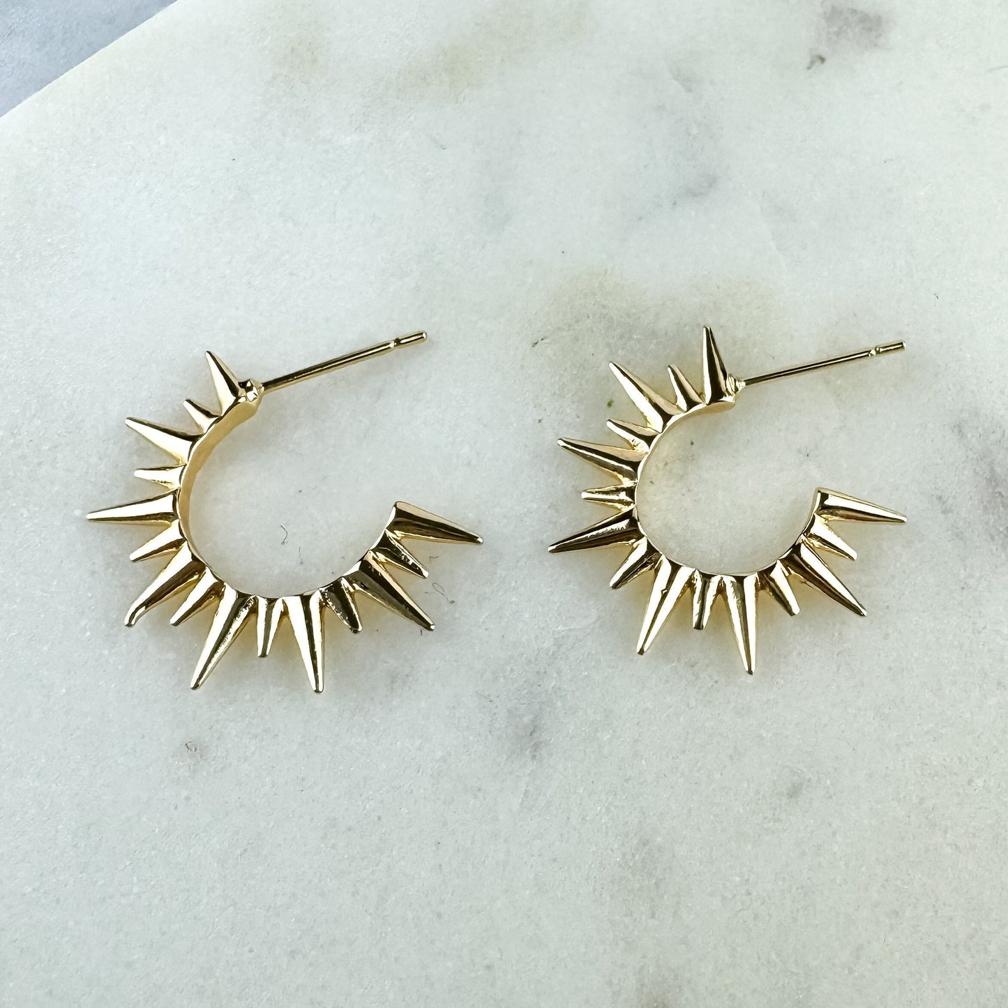 Fun Gold Starburst Stud Earring, Nickel-Free Gold Plated Brass | Lightweight Gold Sun Post Earring