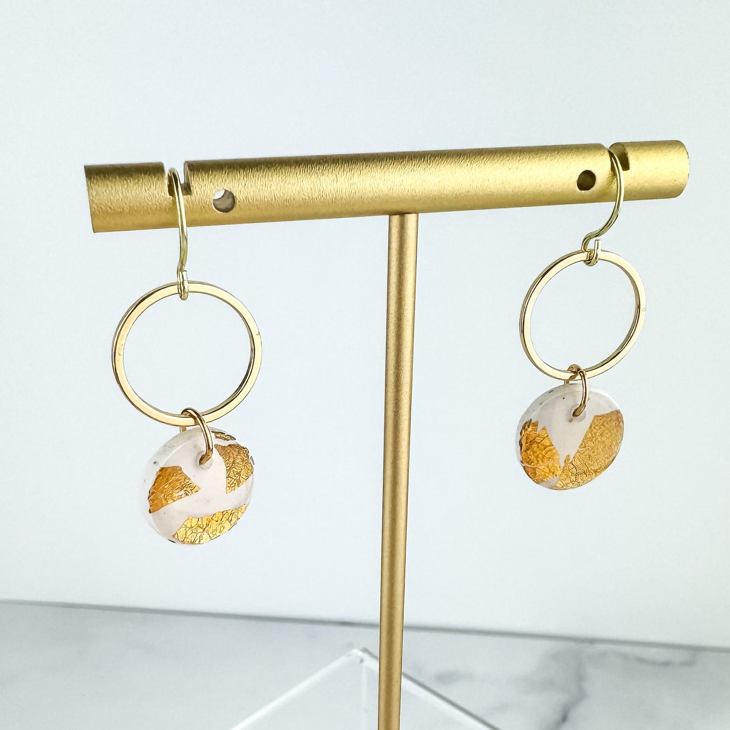 White and Gold Clay Earring, Cute Polymer Clay Earring, Lightweight, Nickel-Free Earring - Light Shine Jewelry, Matthew 5:16