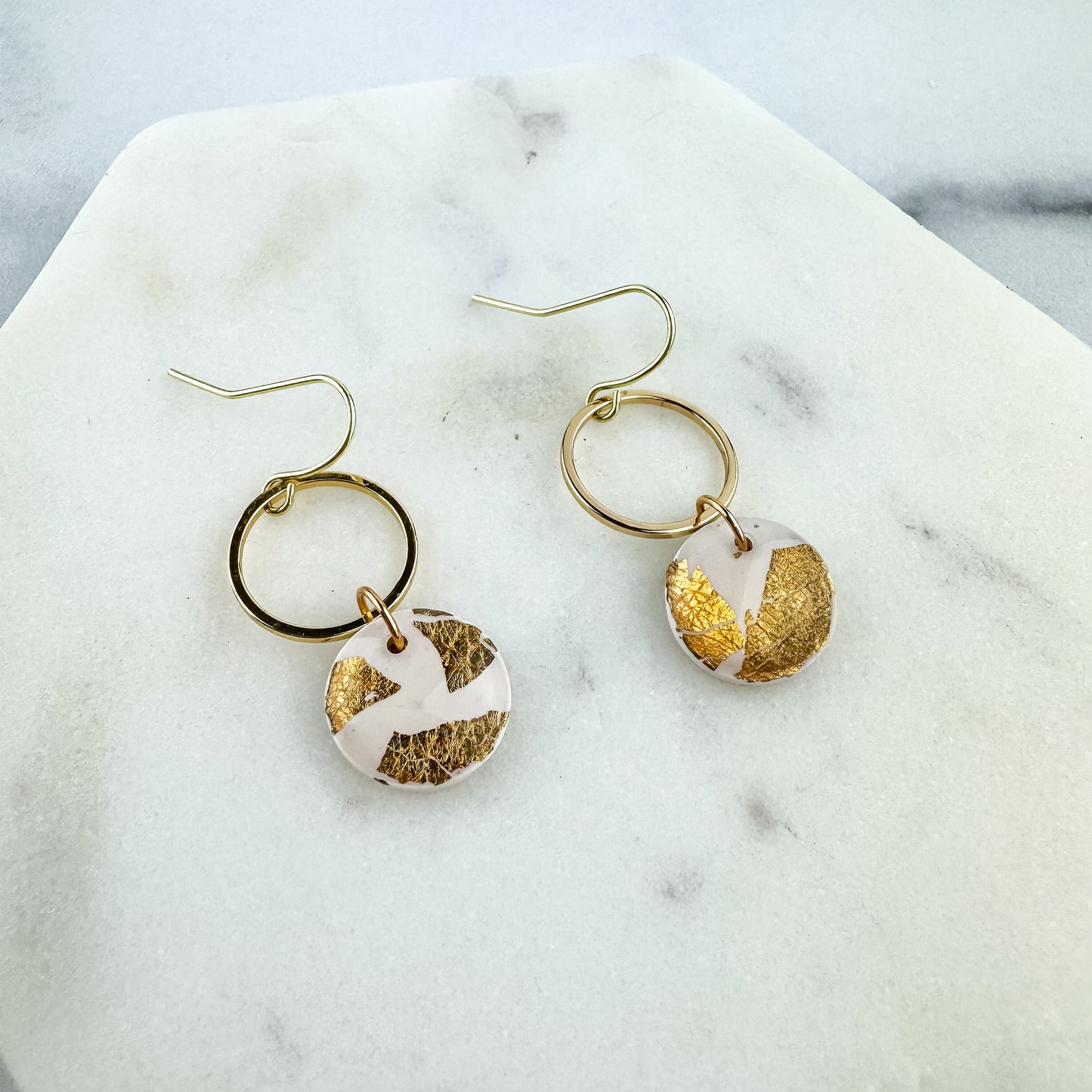 White and Gold Clay Earring, Cute Polymer Clay Earring, Lightweight, Nickel-Free Earring - Light Shine Jewelry, Matthew 5:16