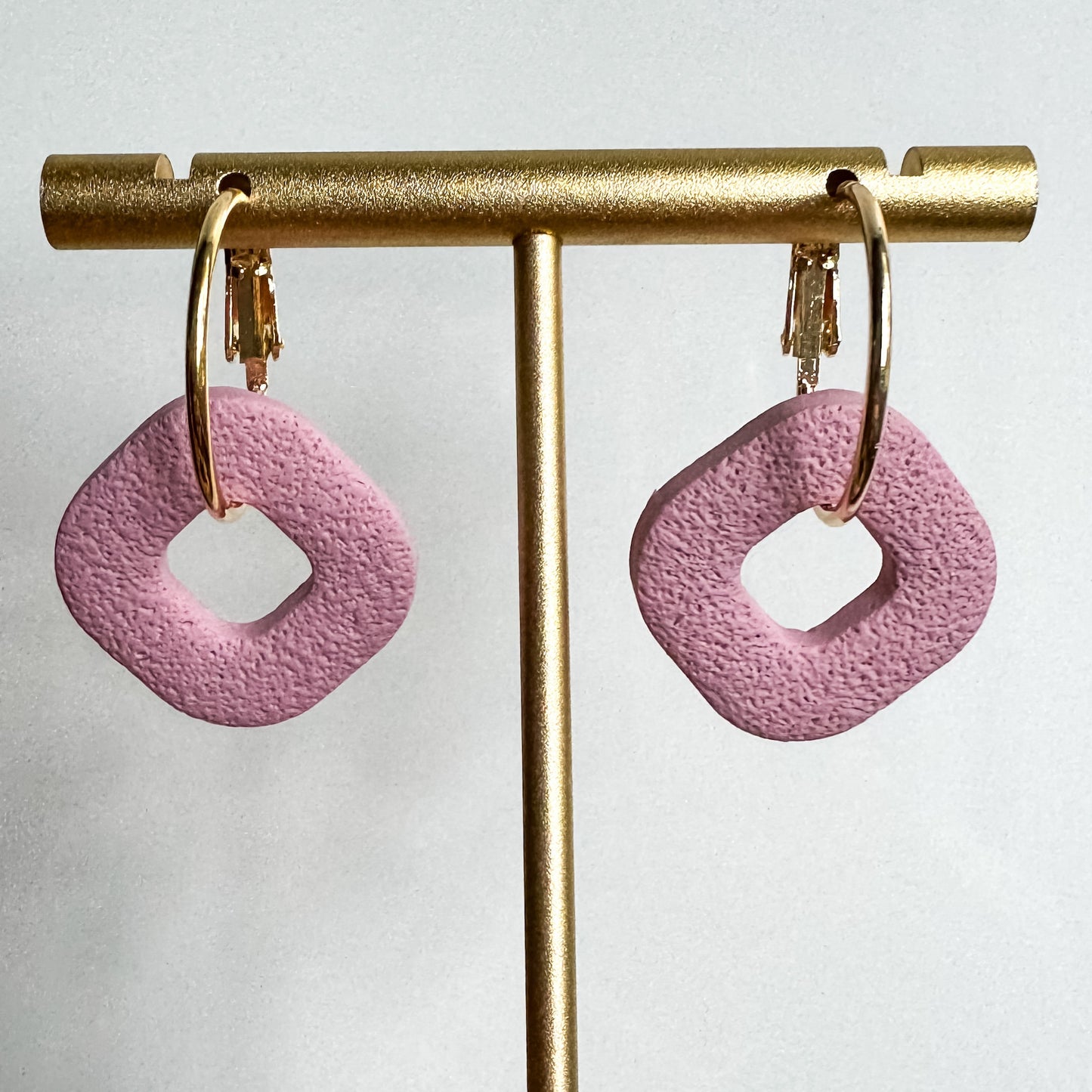 Pink Statement Hoop Earring, Lightweight Clay Earring, Nickel-Free - Light Shine Jewelry, Summer Clay Fun Earring, Simple Clay Drop Dangle
