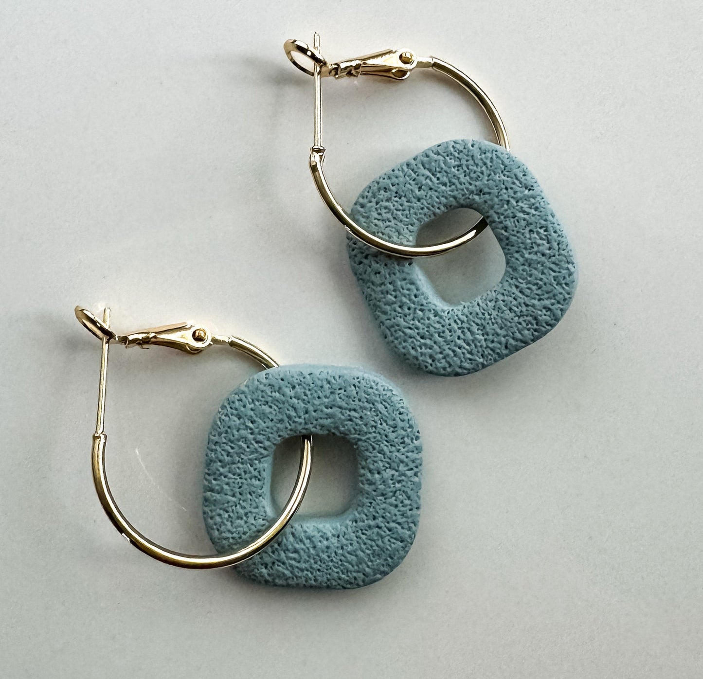 Blue Statement Hoop Earring, Lightweight Clay Earring, Nickel-Free - Light Shine Jewelry, Summer Clay Fun Earring, Simple Clay Drop Dangle
