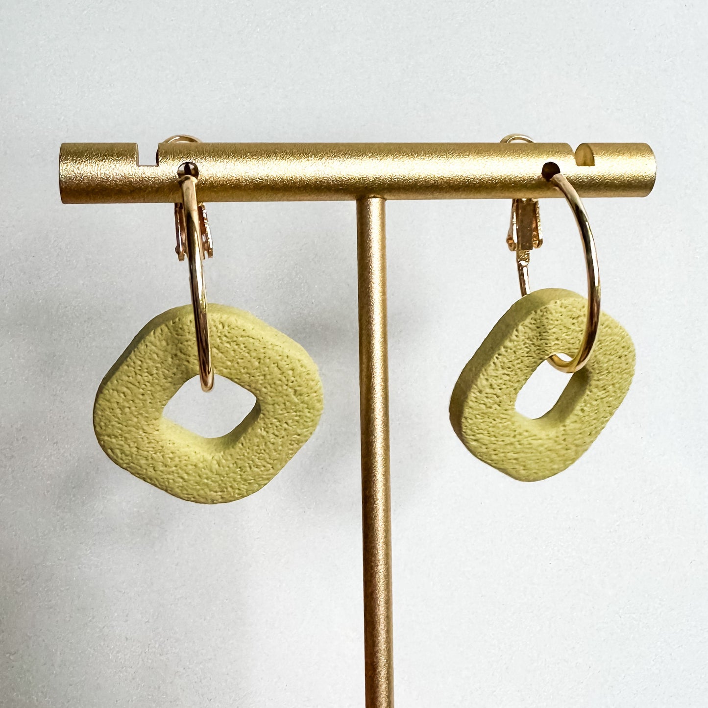 Green Statement Hoop Earring, Lightweight Clay Earring, Nickel-Free - Light Shine Jewelry, Summer Clay Fun Earring, Simple Clay Drop Dangle