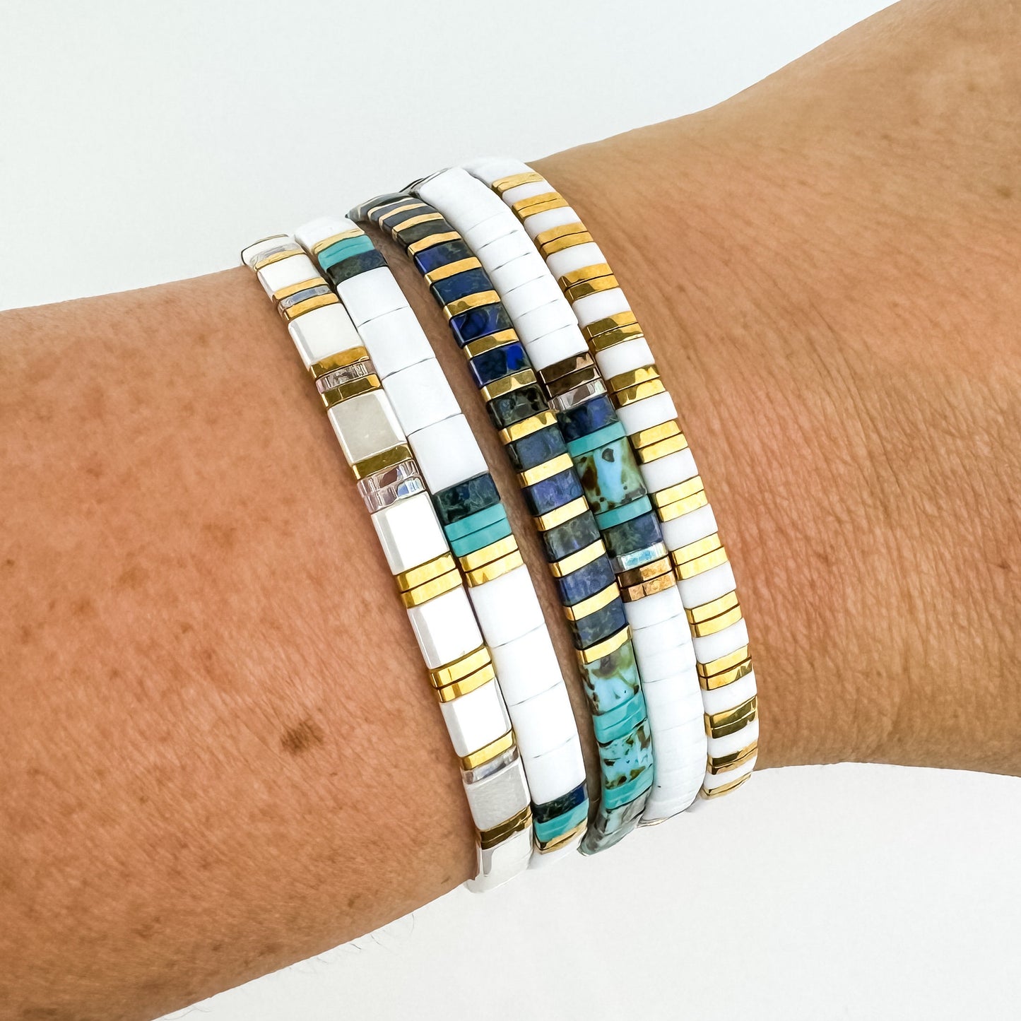 WALK ON WATER | Tila Bead Stretch Bracelet | Colorful Bead Bracelet for women | Bracelet Stack | Light Shine Jewelry | Layering Bracelet