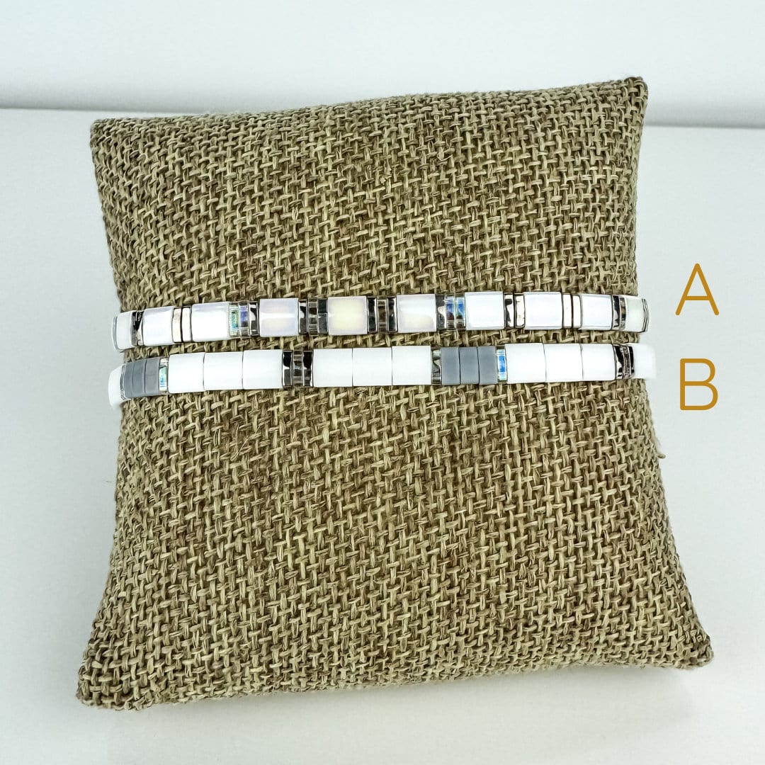 SLATE | Tila Bead Stretch Bracelet | Colorful Bead Bracelet for women | Bracelet Stack | Light Shine Jewelry | Layering Bracelet