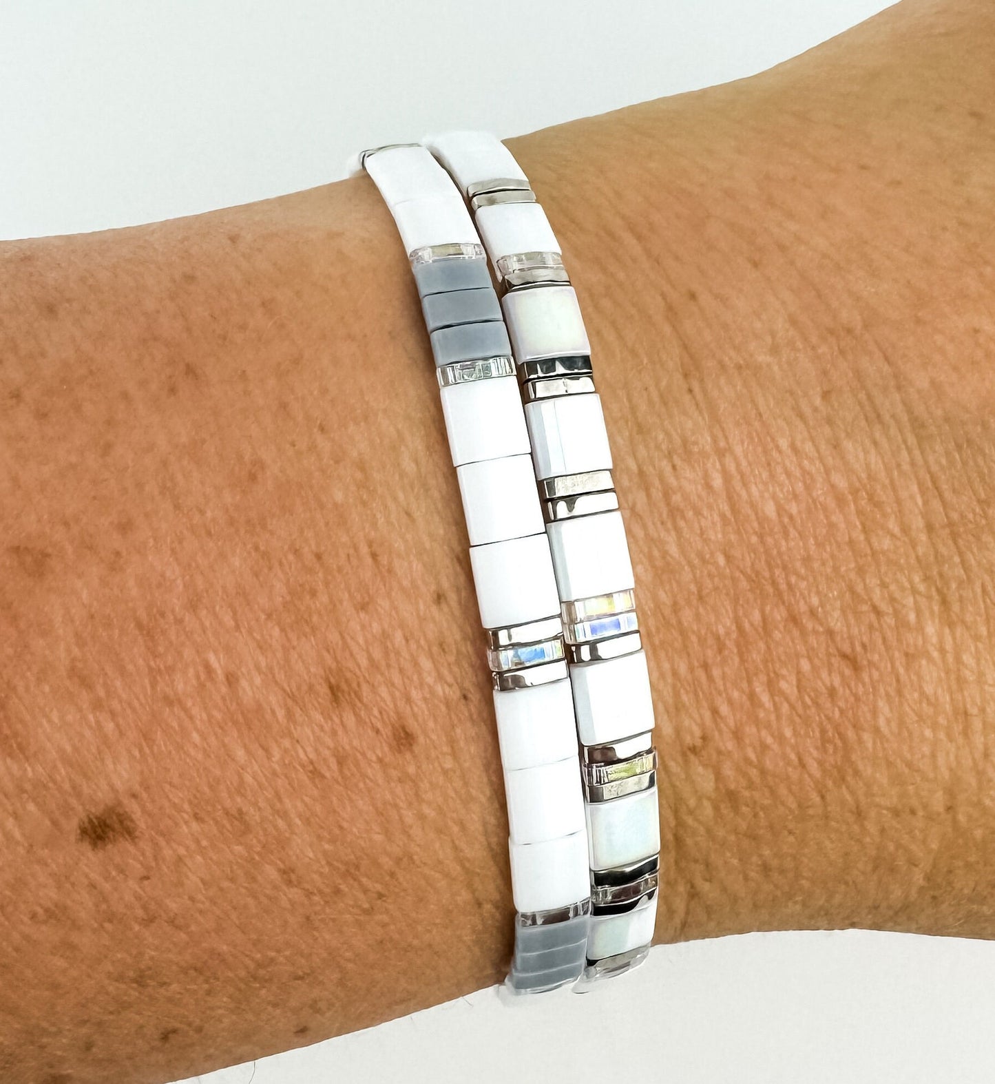 SLATE | Tila Bead Stretch Bracelet | Colorful Bead Bracelet for women | Bracelet Stack | Light Shine Jewelry | Layering Bracelet