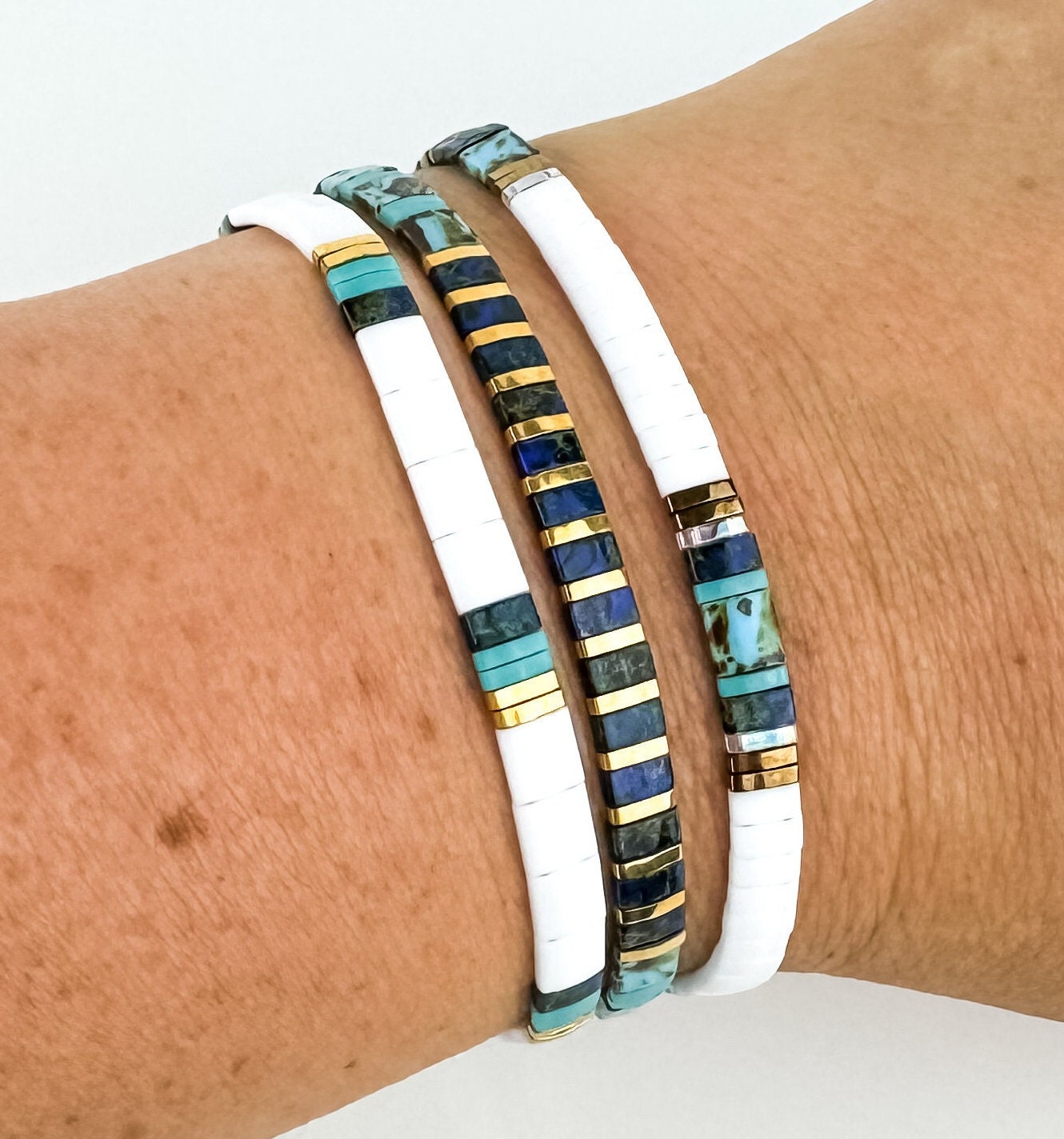 WALK ON WATER | Tila Bead Stretch Bracelet | Colorful Bead Bracelet for women | Bracelet Stack | Light Shine Jewelry | Layering Bracelet