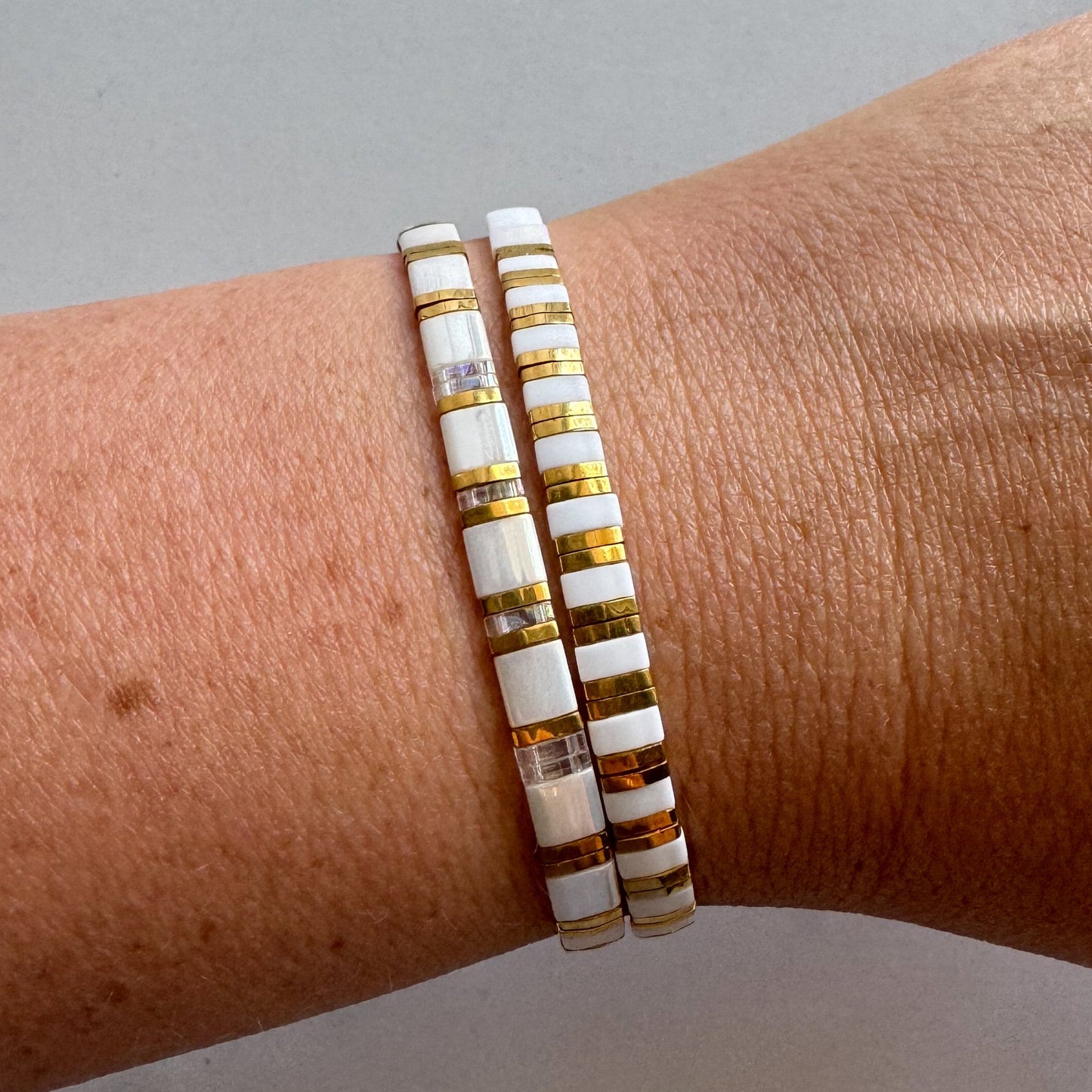 MORE THAN GOLD | Tila Bead Stretch Bracelet | Colorful Bead Bracelet for women | Bracelet Stack | Light Shine Jewelry | Layering Bracelet