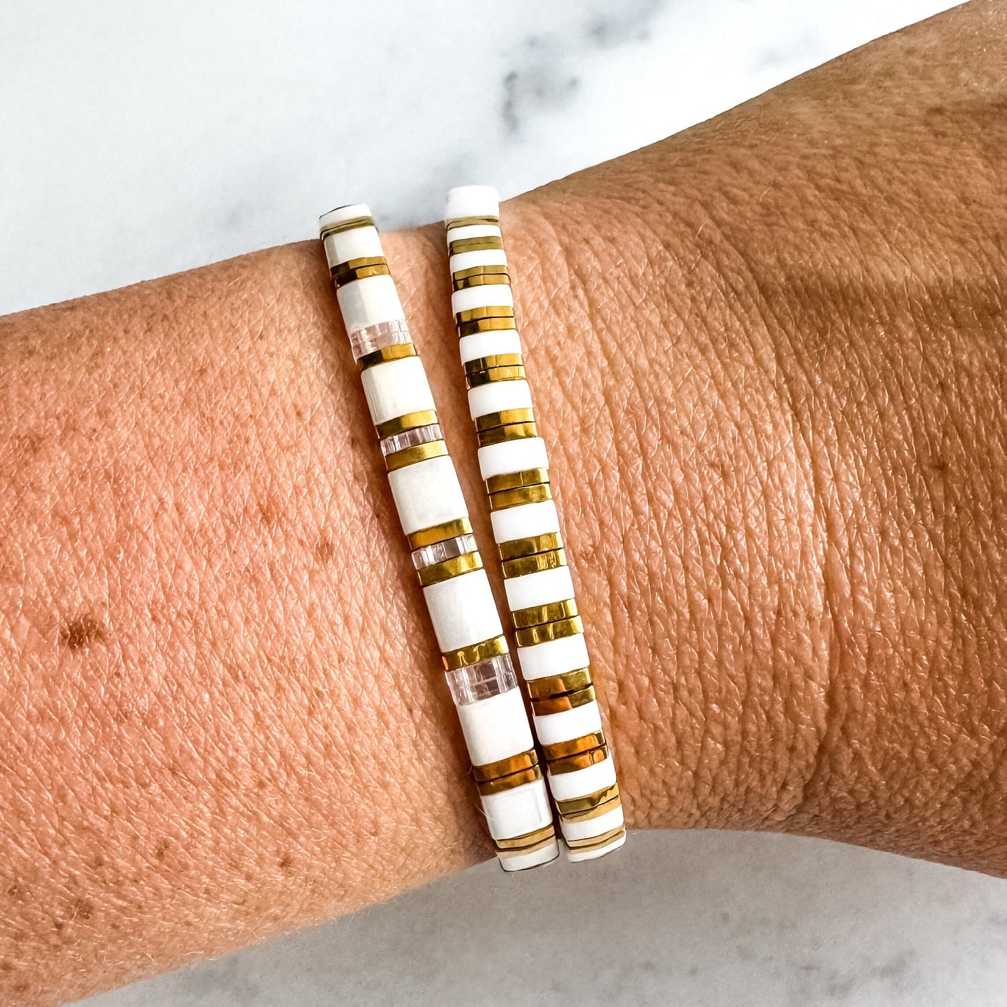 MORE THAN GOLD | Tila Bead Stretch Bracelet | Colorful Bead Bracelet for women | Bracelet Stack | Light Shine Jewelry | Layering Bracelet