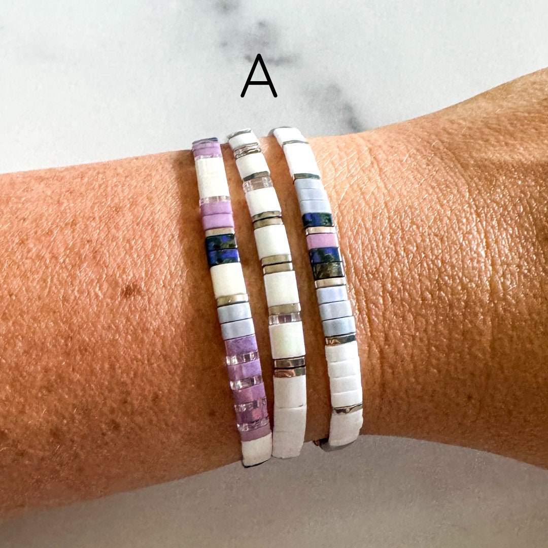 STACK of 3 DISCOUNT | Vine Combos | Tila Bead Stretch Bracelet | Colorful Bead Bracelet | Bracelet Stack | Layering Bracelet | Tile Bead