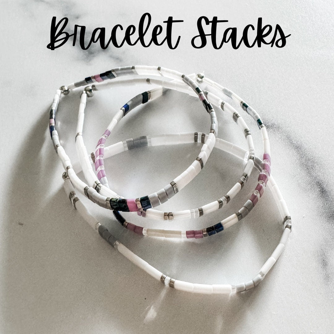 STACK of 3 DISCOUNT | Vine Combos | Tila Bead Stretch Bracelet | Colorful Bead Bracelet | Bracelet Stack | Layering Bracelet | Tile Bead