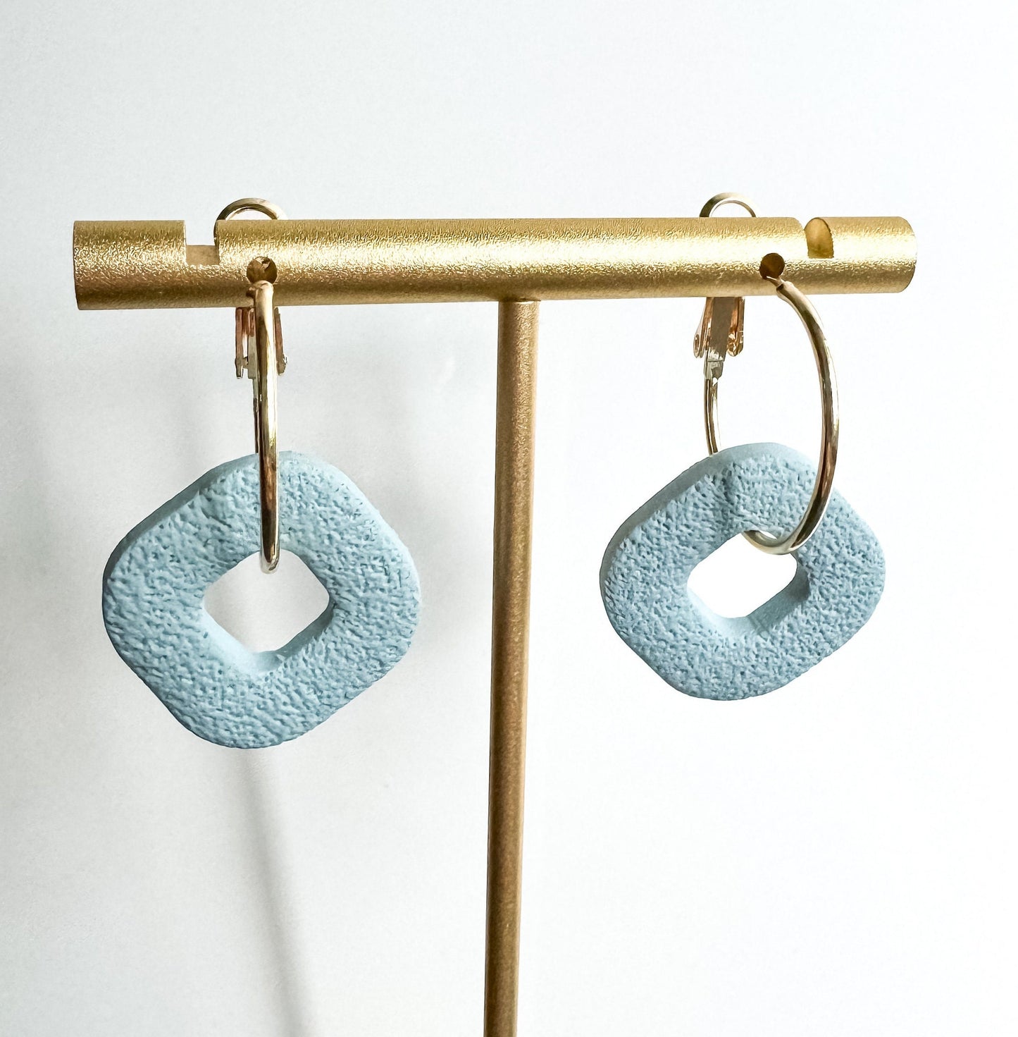 Blue Statement Hoop Earring, Lightweight Clay Earring, Nickel-Free - Light Shine Jewelry, Summer Clay Fun Earring, Simple Clay Drop Dangle