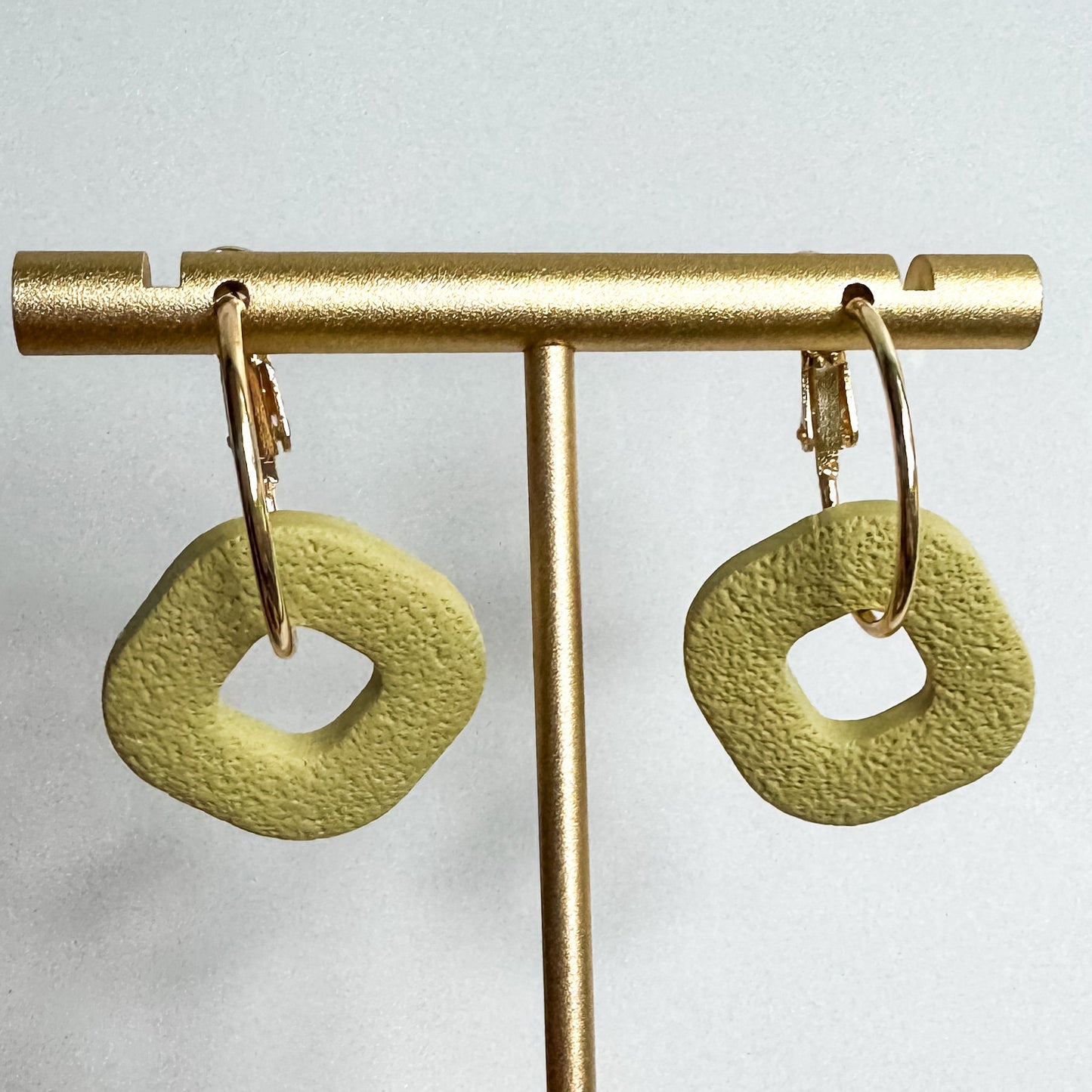 Green Statement Hoop Earring, Lightweight Clay Earring, Nickel-Free - Light Shine Jewelry, Summer Clay Fun Earring, Simple Clay Drop Dangle