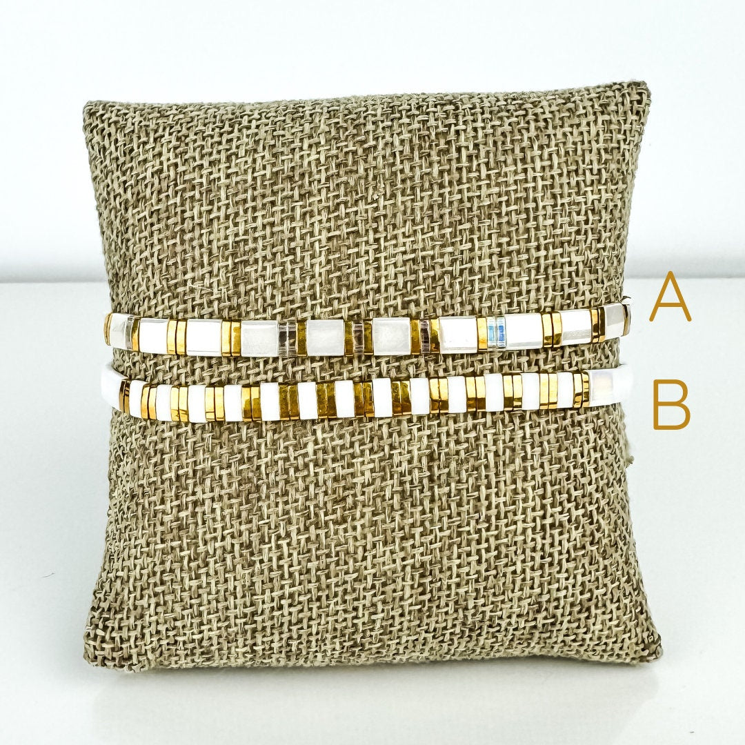 MORE THAN GOLD | Tila Bead Stretch Bracelet | Colorful Bead Bracelet for women | Bracelet Stack | Light Shine Jewelry | Layering Bracelet