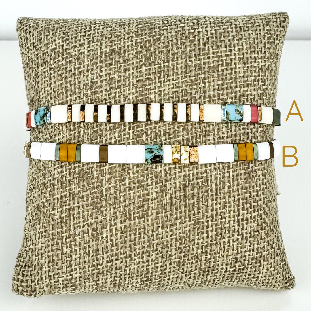 GARDEN | Tila Bead Stretch Bracelet | Colorful Bead Bracelet for women | Bracelet Stack | Light Shine Jewelry | Layering Bracelet