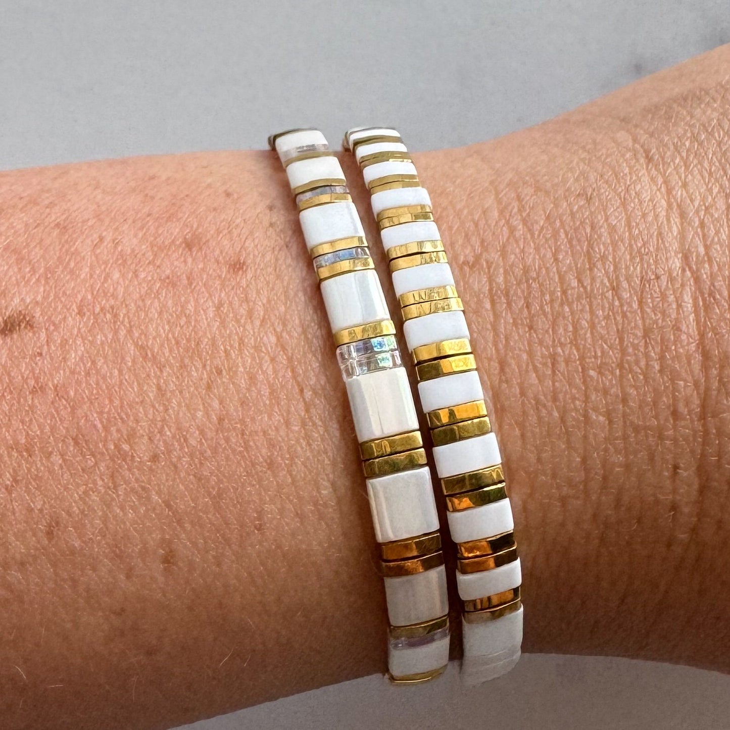 MORE THAN GOLD | Tila Bead Stretch Bracelet | Colorful Bead Bracelet for women | Bracelet Stack | Light Shine Jewelry | Layering Bracelet