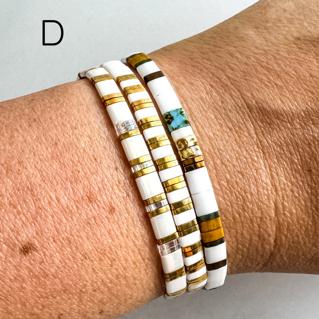STACK of 3 DISCOUNT | Garden Combos | Tila Bead Stretch Bracelet | Colorful Bead Bracelet | Bracelet Stack | Layering Bracelet | Tile Bead