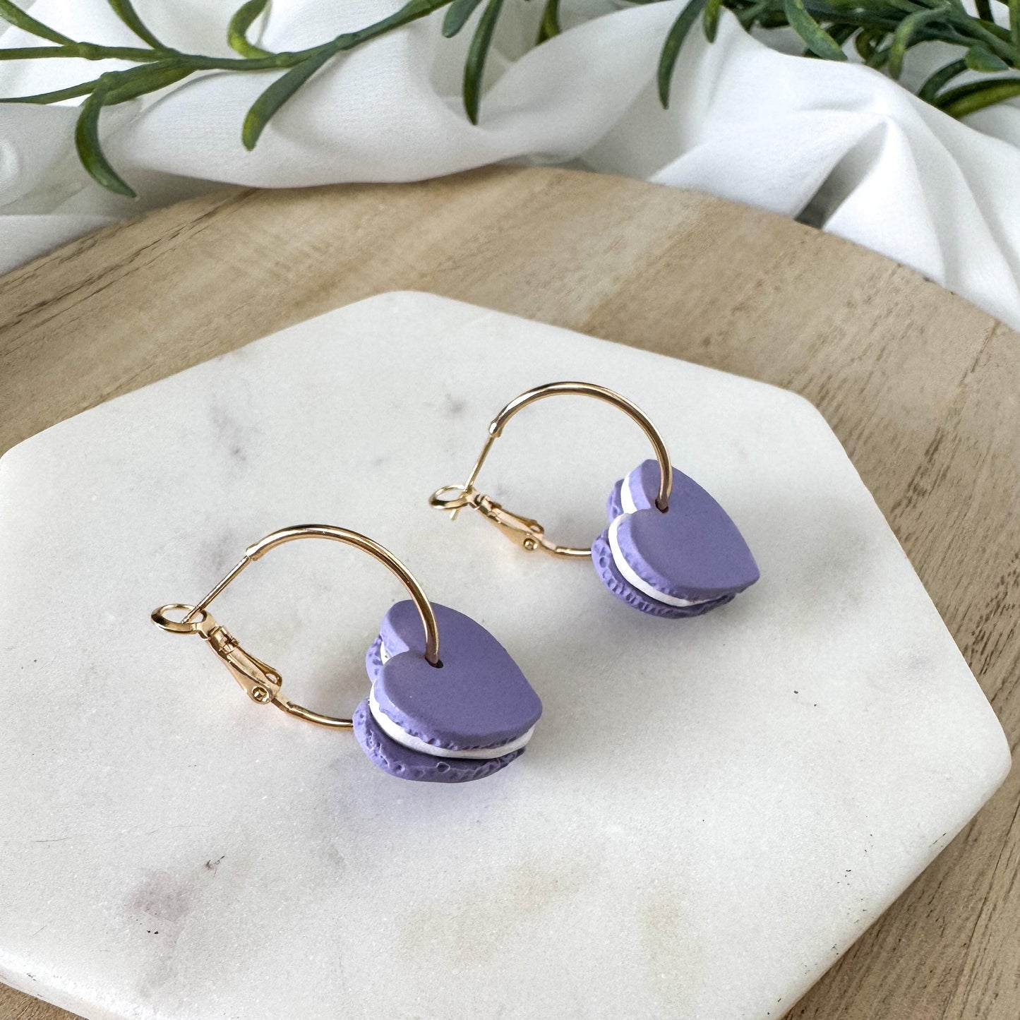 Heart Macaron Clay Earring | Valentine Treat Dangle | Clay Cookie Earring | Macaroon Nickel Free Polymer Clay | Light Shine Jewelry
